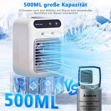 GOOLOO Ventilatorkombigerät Tragbarer Luftkühler Klimaanlage Mobil Luftbefeuchter und Luftreiniger, 500-ml-Wassertank mit großem Fassungsvermögen