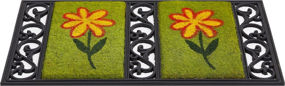 Fußmatte Salome Blumen, Andiamo, rechteckig, Höhe: 15 mm, Schmutzfangmatte,  Kokosmatte, Gusseisen Optik, Motiv Blumen