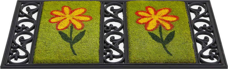 Fußmatte »Salome Blumen«, Andiamo, rechteckig, Höhe 15 mm, Schmutzfangmatte, Kokosmatte, Gusseisen Optik, Motiv Blumen, In- und Outdoor geeignet