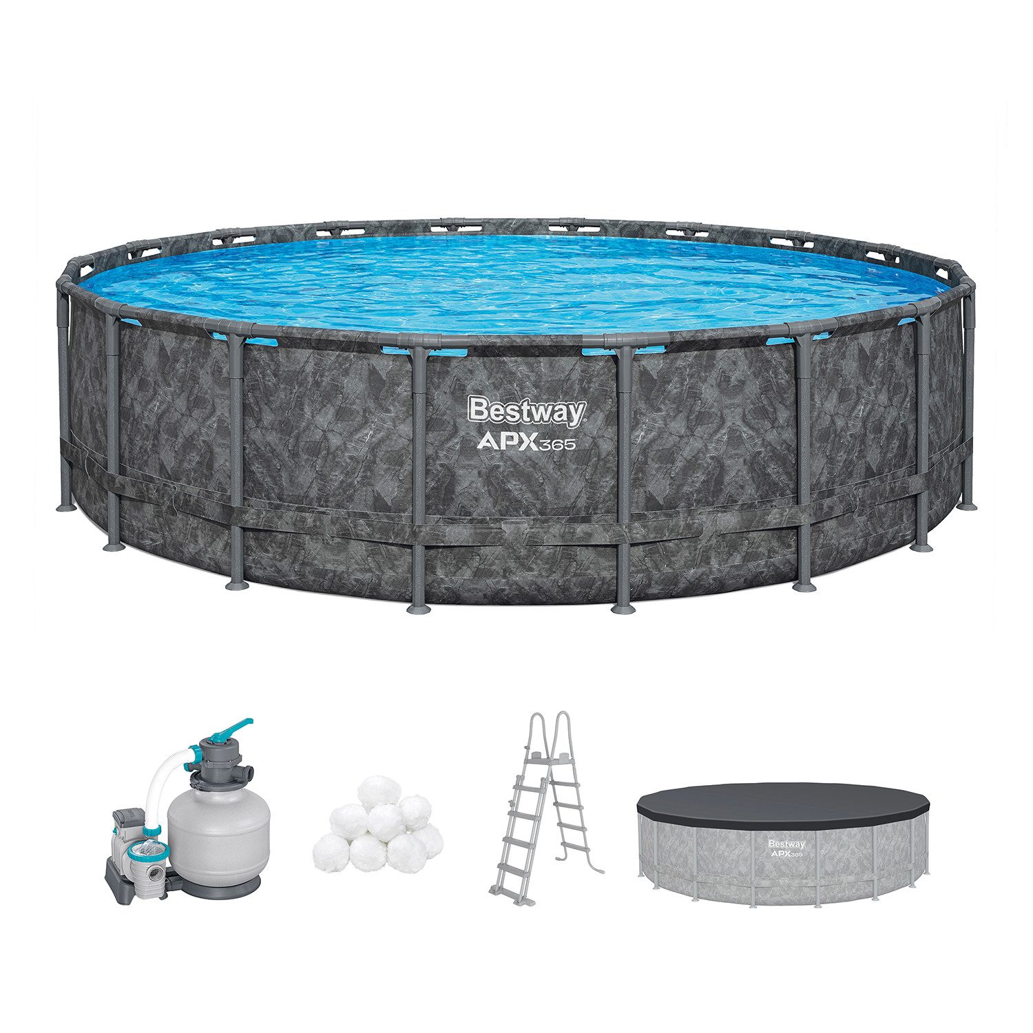 Bestway Framepool APX365™ Winterfest (Set, Inkl. Sandfilter), Ø 549 x 132 cm