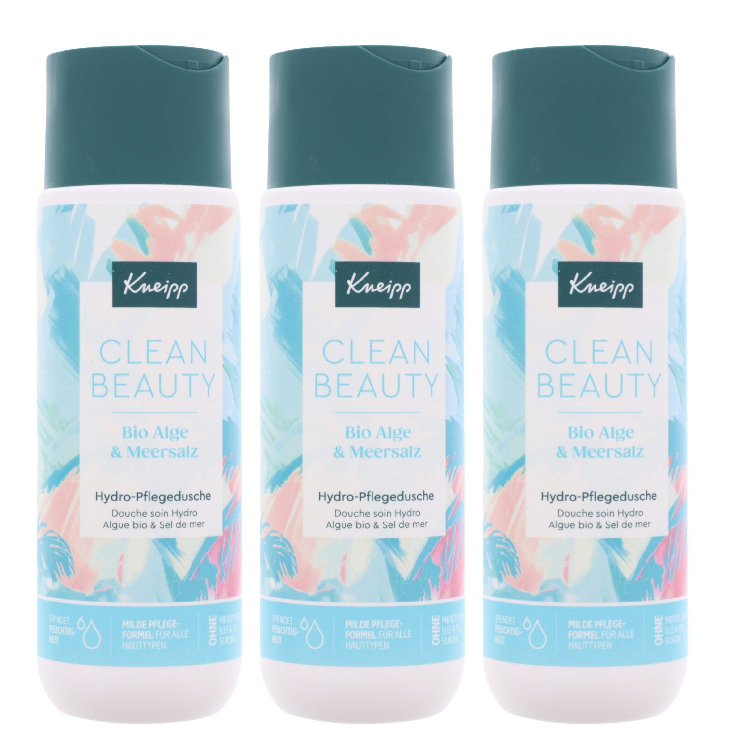 Kneipp GmbH Duschgel 3x Kneipp Clean Beauty Hydro Pflegedusche Bio Alge & Meersalz je 200ml