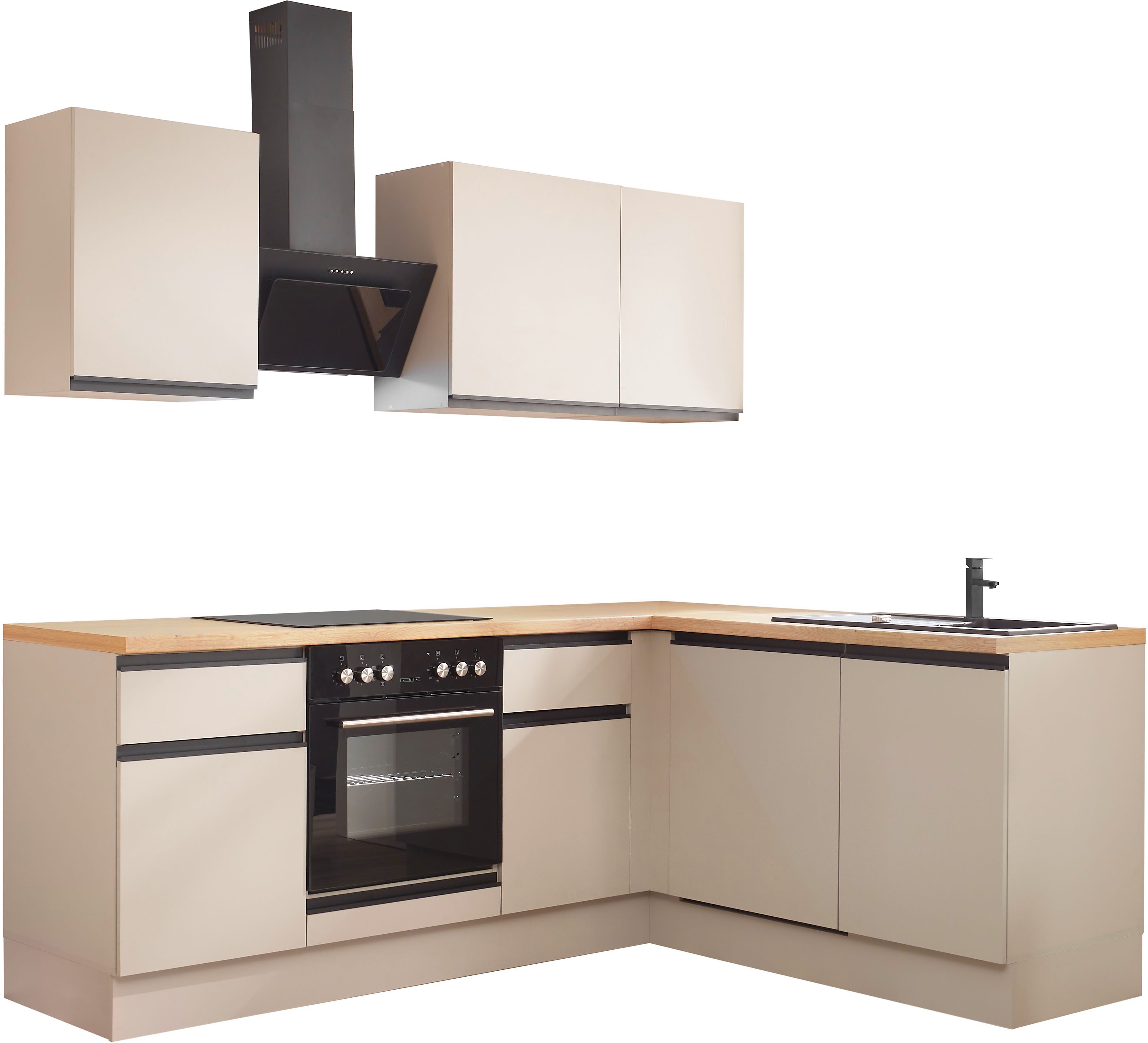 BASIC by Balculina Winkelküche Nizza B/H/T 220x211x60 cm, Breite 220 cm, wahlweise mit E-Geräten und Induktionskochfeld