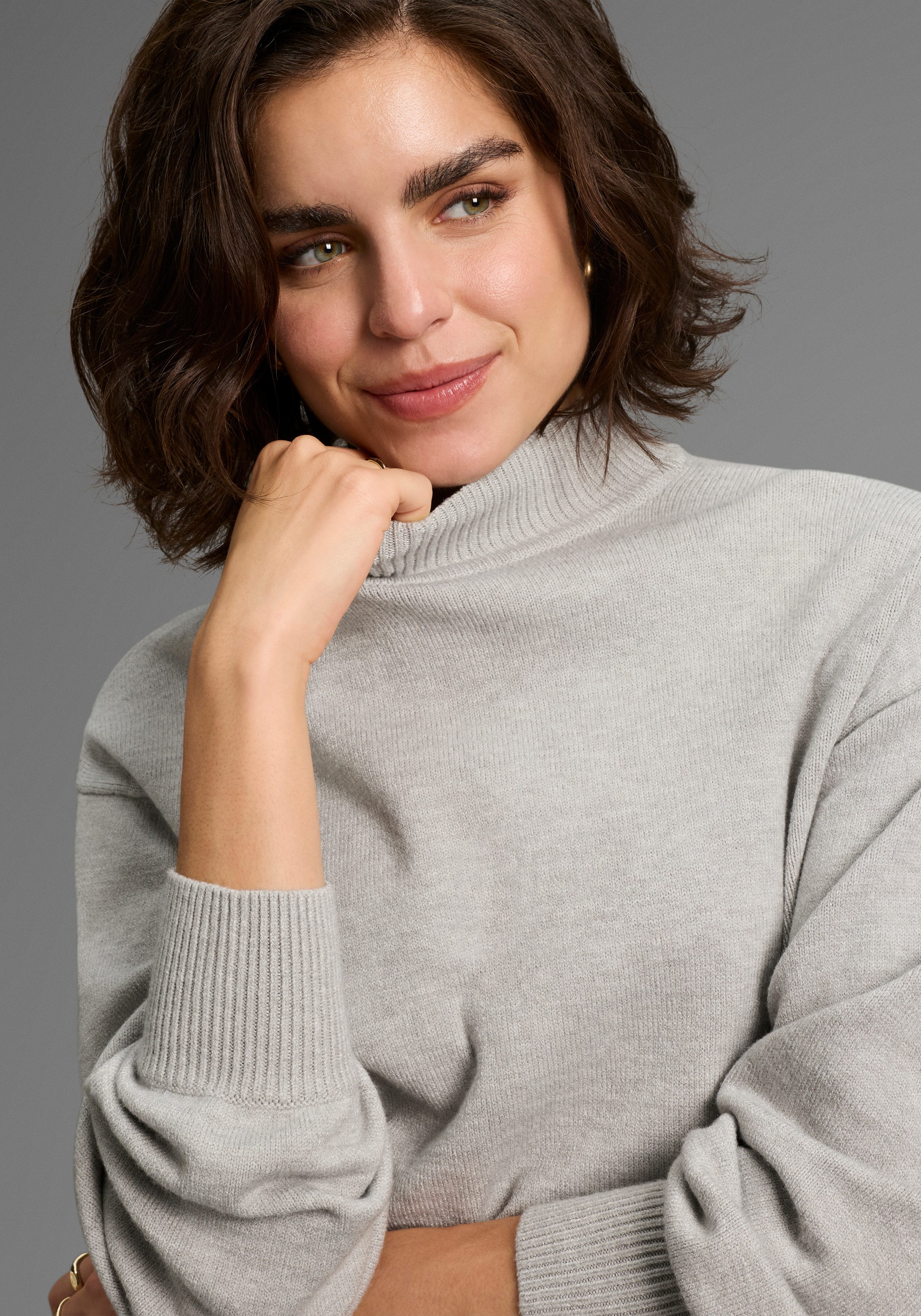 Laura Scott Strickpullover kuscheliger Winterstrick im Basic Shape mit Stehkragen