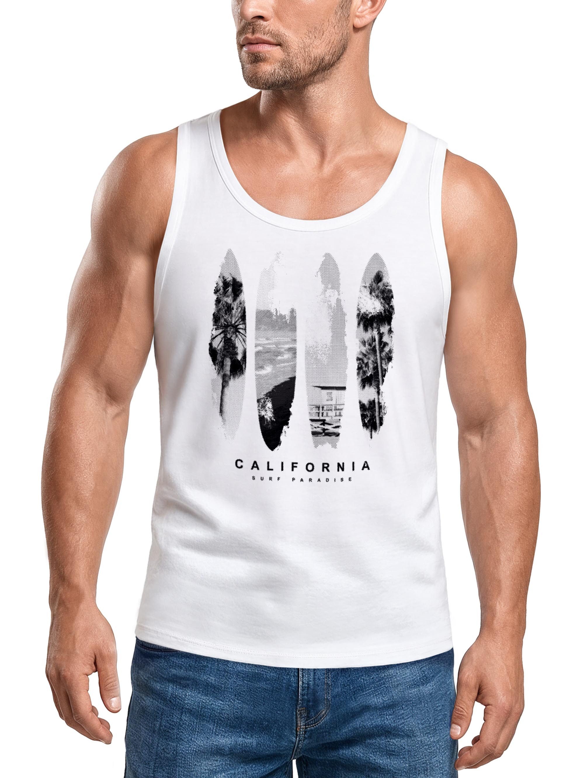 Neverless Tanktop Herren Tank-Top Surfboard California Surfing Kalifornien Surf Print mit Print
