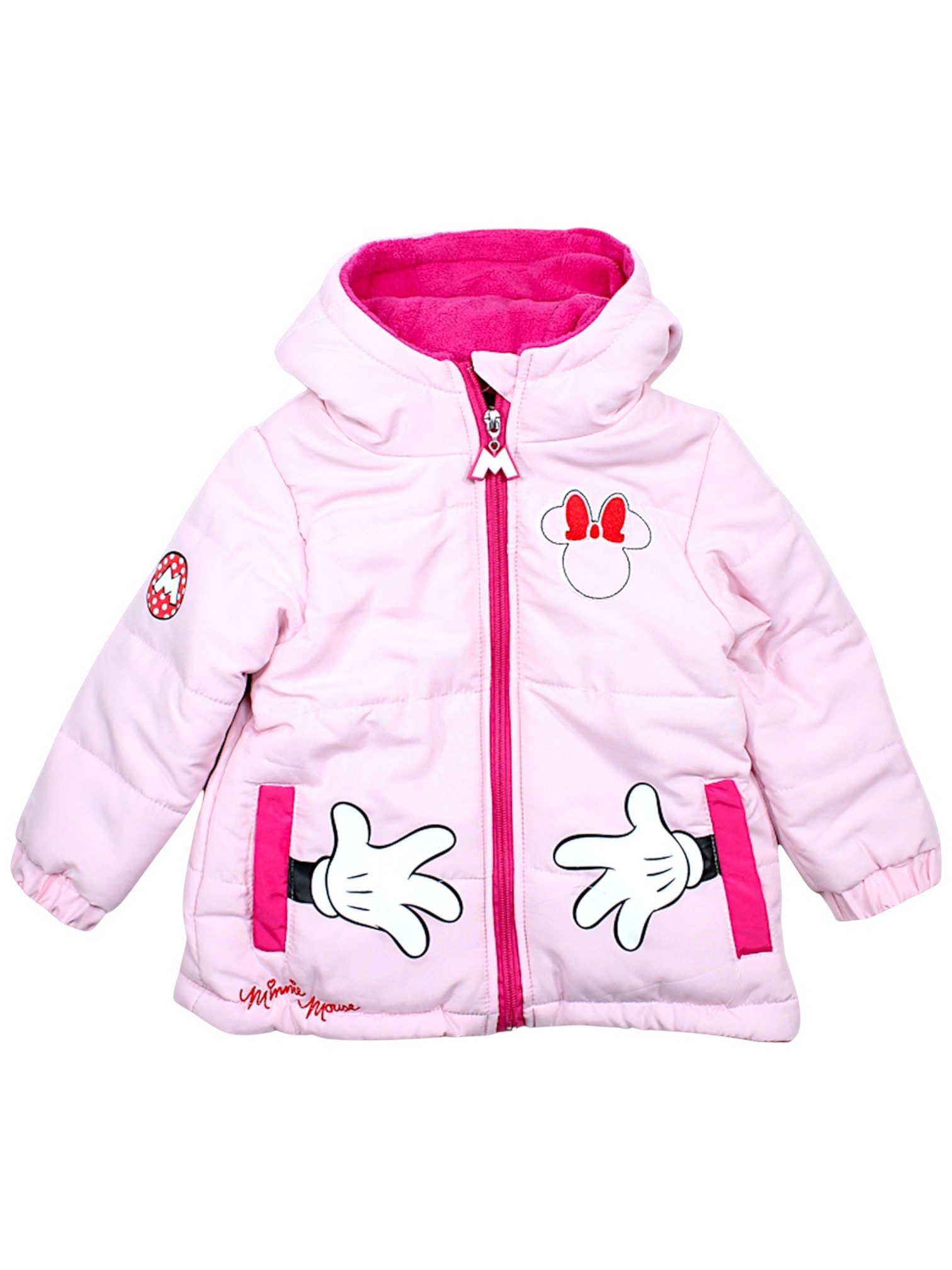 Disney Minnie Mouse Winterjacke Minnie Maus Mädchenjacke mit Kapuze & Fleece Futter Größe 98 - 128 cm