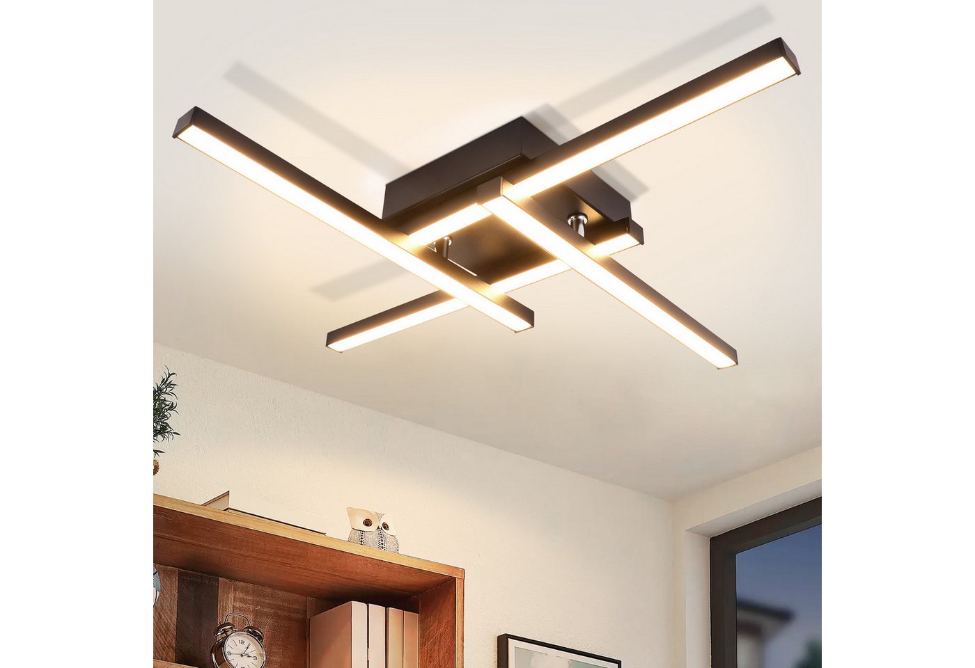 ZMH LED Deckenleuchte 4-flammig mit PC-Lichtschirm, 24 W bei 3000 K, nicht dimmbar, LED fest integriert, Warmweiß, Deckenlampe für …