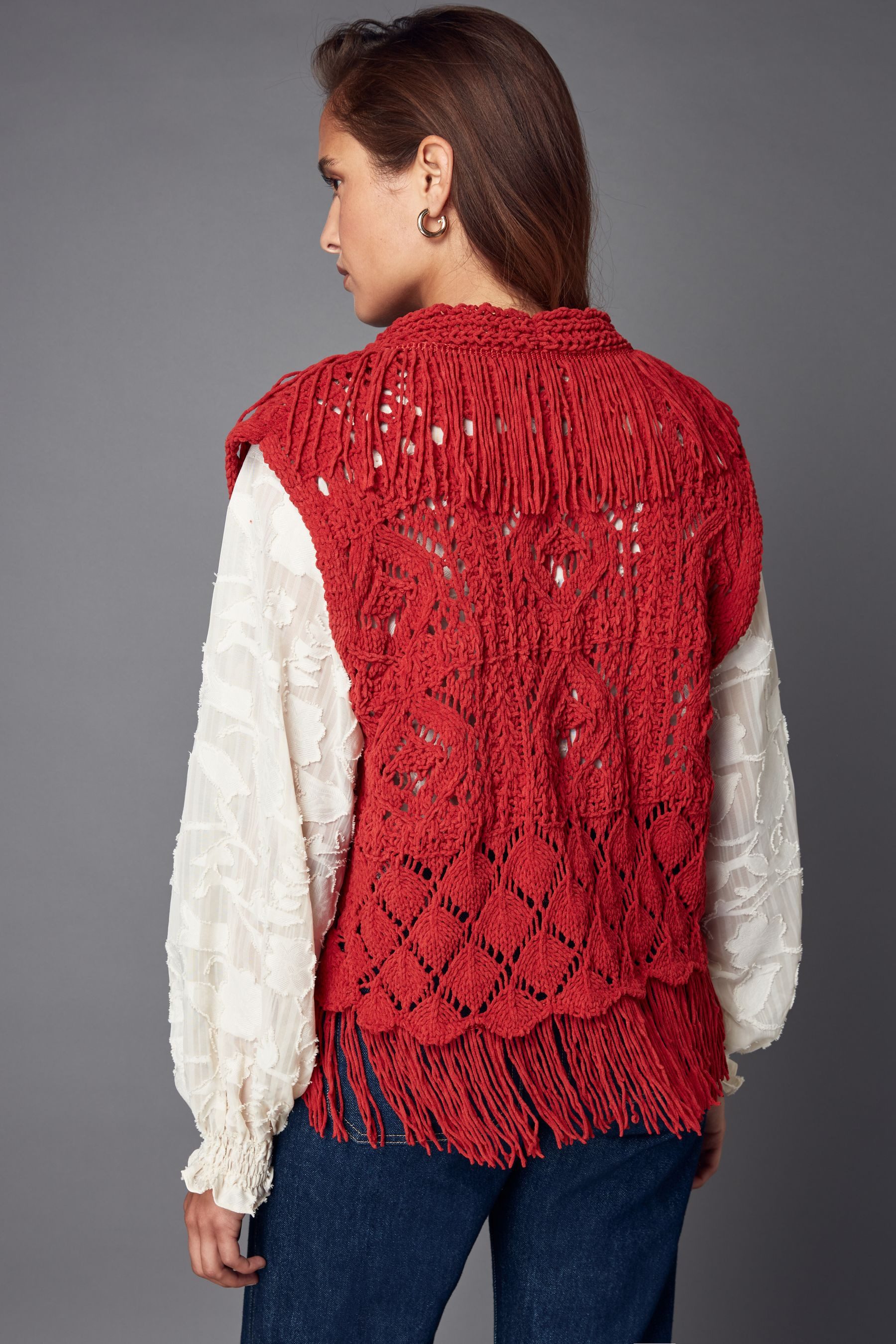Next Strickweste Grobmaschige Strickweste mit Fransen günstig online kaufen