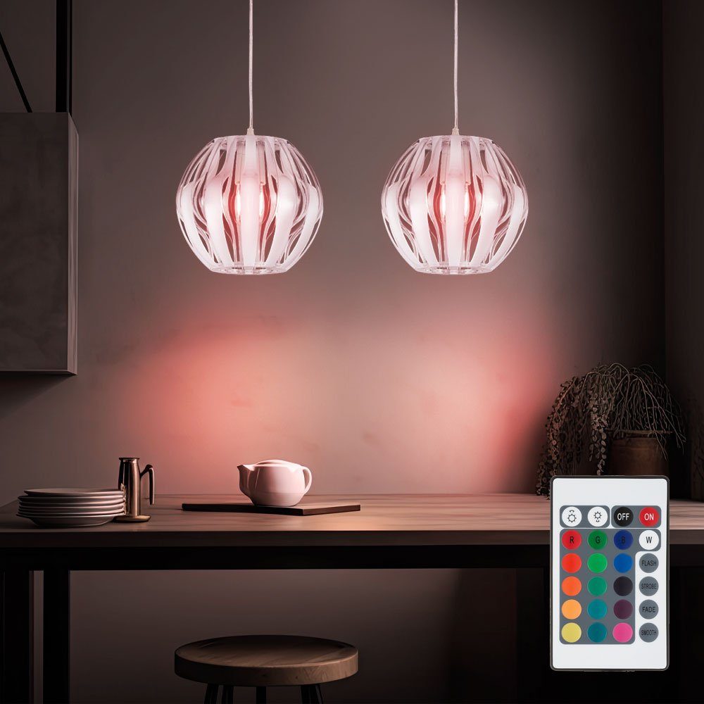 etc-shop LED Pendelleuchte, Leuchtmittel inklusive, Warmweiß, Farbwechsel, 2er Set Hänge Lampen Pendel Leuchten Kugel FERNBEDIENUNG im Set | Pendelleuchten