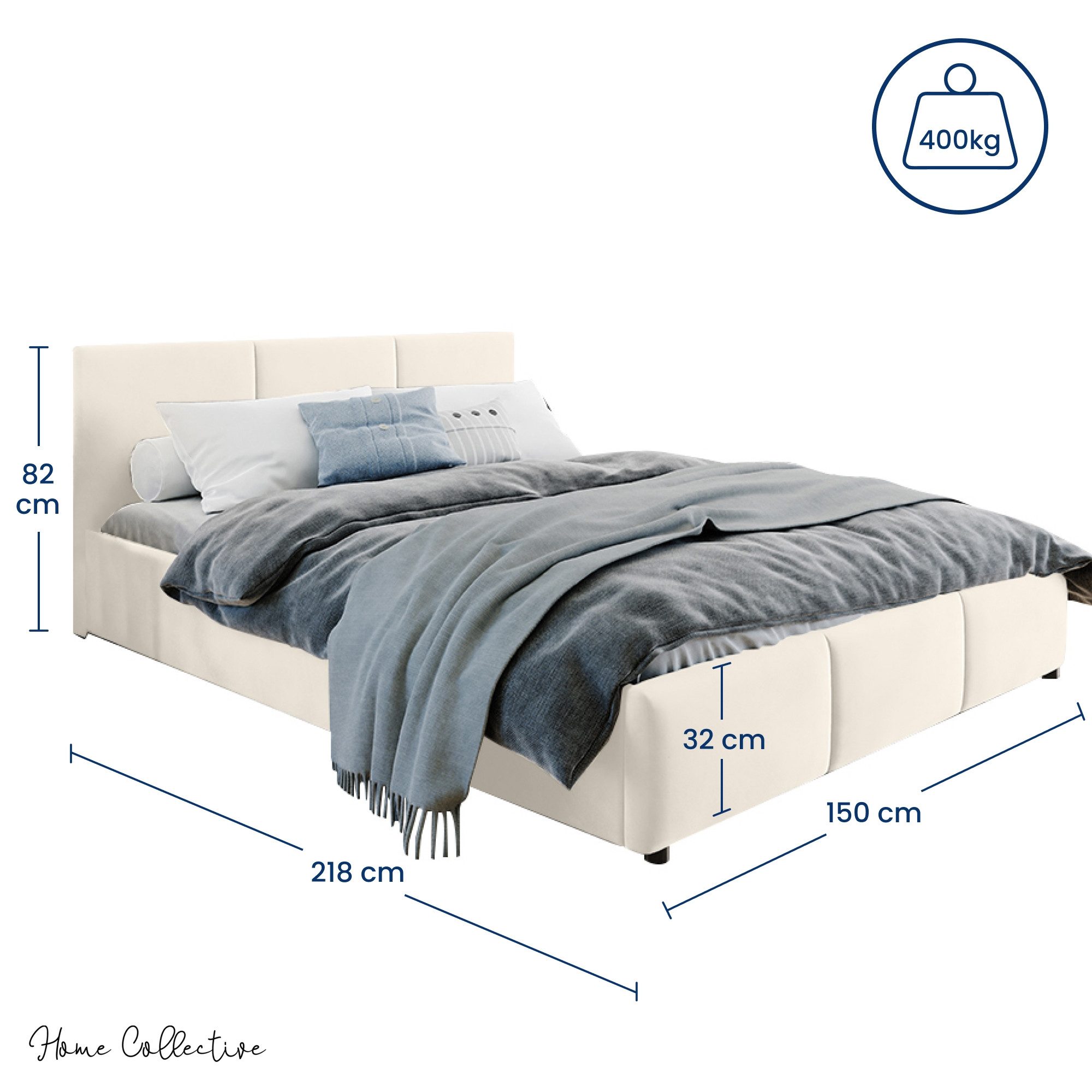 Home Collective Polsterbett Bett 140x200/160x200 Doppelbett Bettgestell mit günstig online kaufen