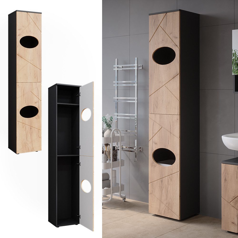 Vicco Hochschrank Irma, Anthrazit/Goldkraft Eiche, 37.2 x 192 cm (1-St)