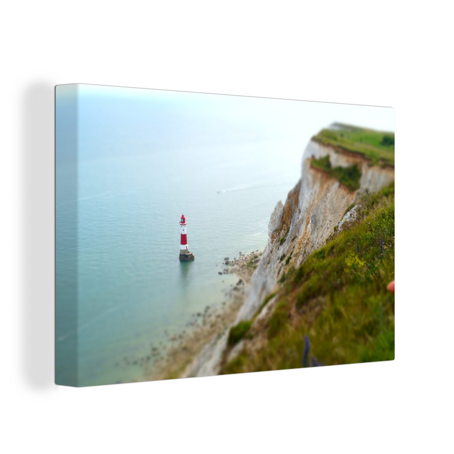 OneMillionCanvasses® Leinwandbild Vereinigtes Königreich - Leuchtturm - Klippe, (1 St), Wandbild Leinwandbilder, Aufhängefertig, Wanddeko, 30x20 cm