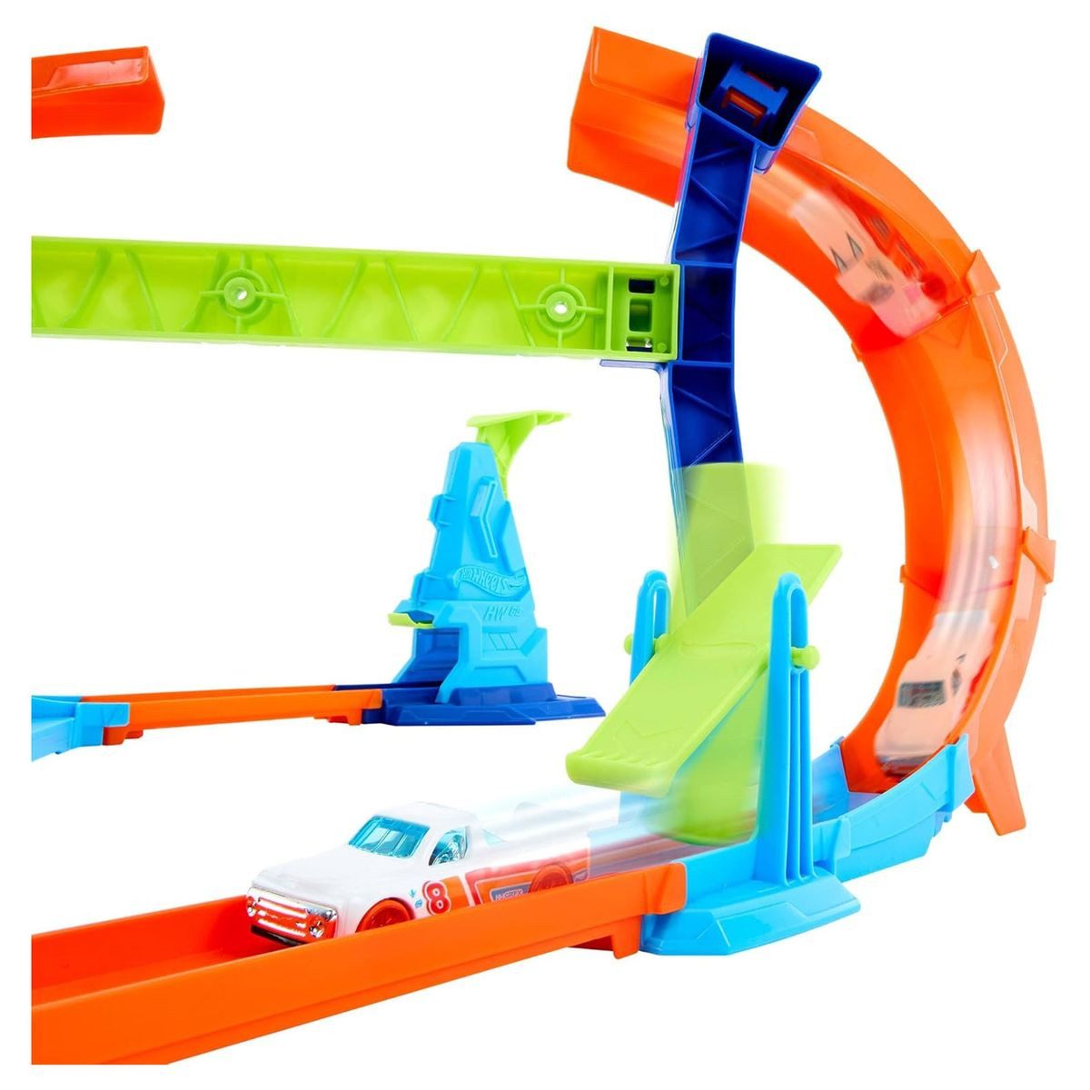 Mattel® Spielzeug-Auto Mattel JFH36 - Hot Wheels - Spiral-Sprung Trackset & 1:64 Fahrzeug