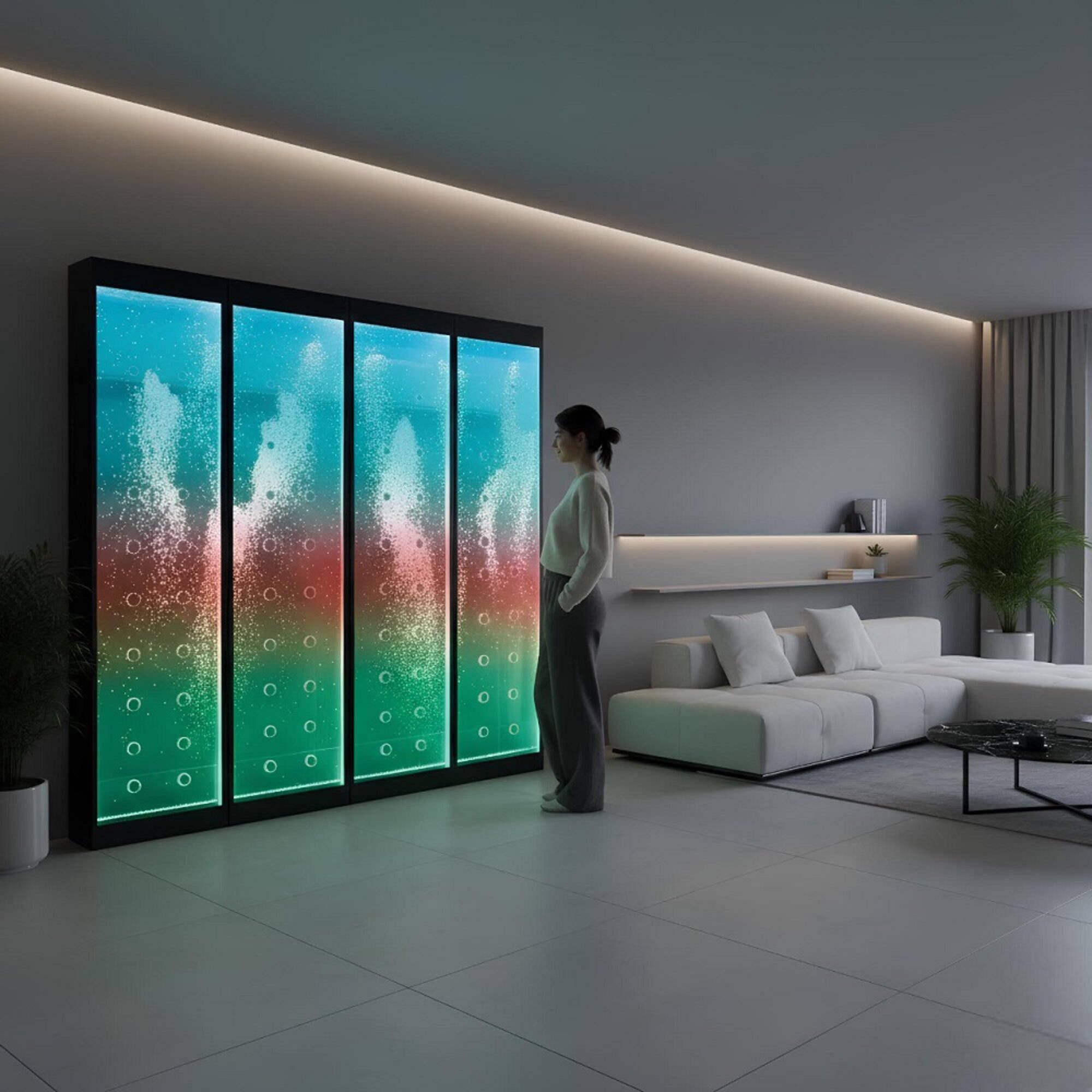 Xlmoebel Zierbrunnen Wasserfall-Wand mit LED-Beleuchtung für entspannende Atmosphäre, (Wasserfall-Wand, Water Wall), Hergestellt in Europa