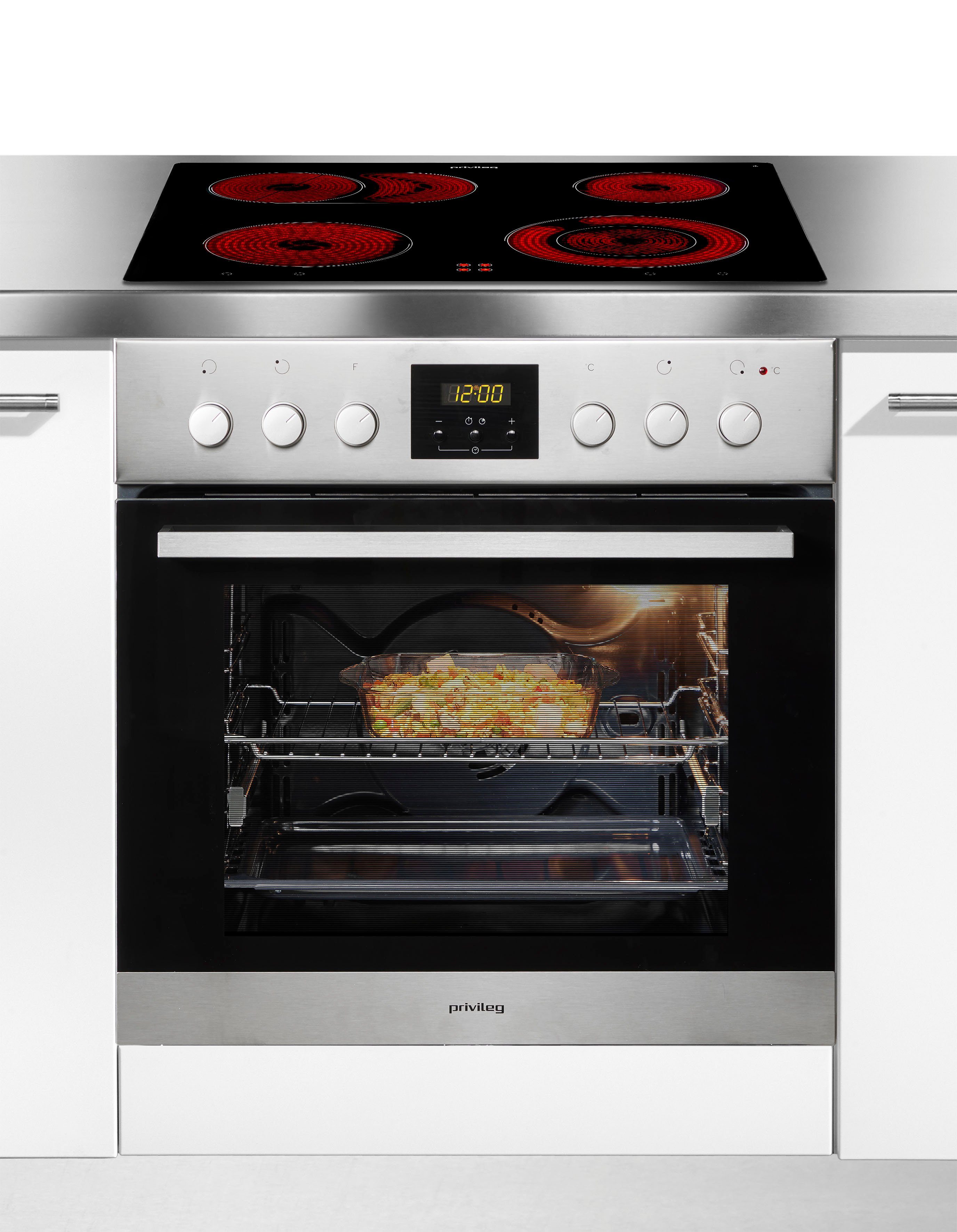 Privileg Elektro-Herd-Set SET PV510 IN, mit 1-fach-Teleskopauszug, Hydrolyse, 1fach Backauszug: bequemes Platzieren & Rausholen der Speisen