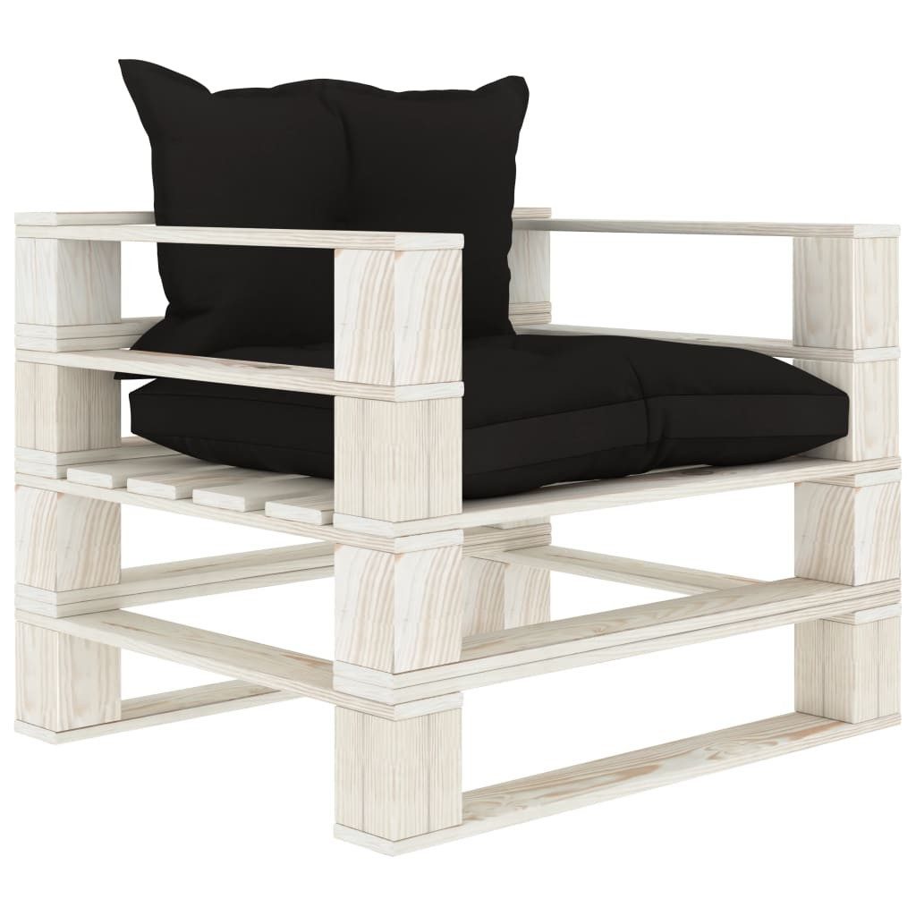 vidaXL Loungesofa Garten-Palettensofa mit Kissen in Schwarz Holz, 1 Teile