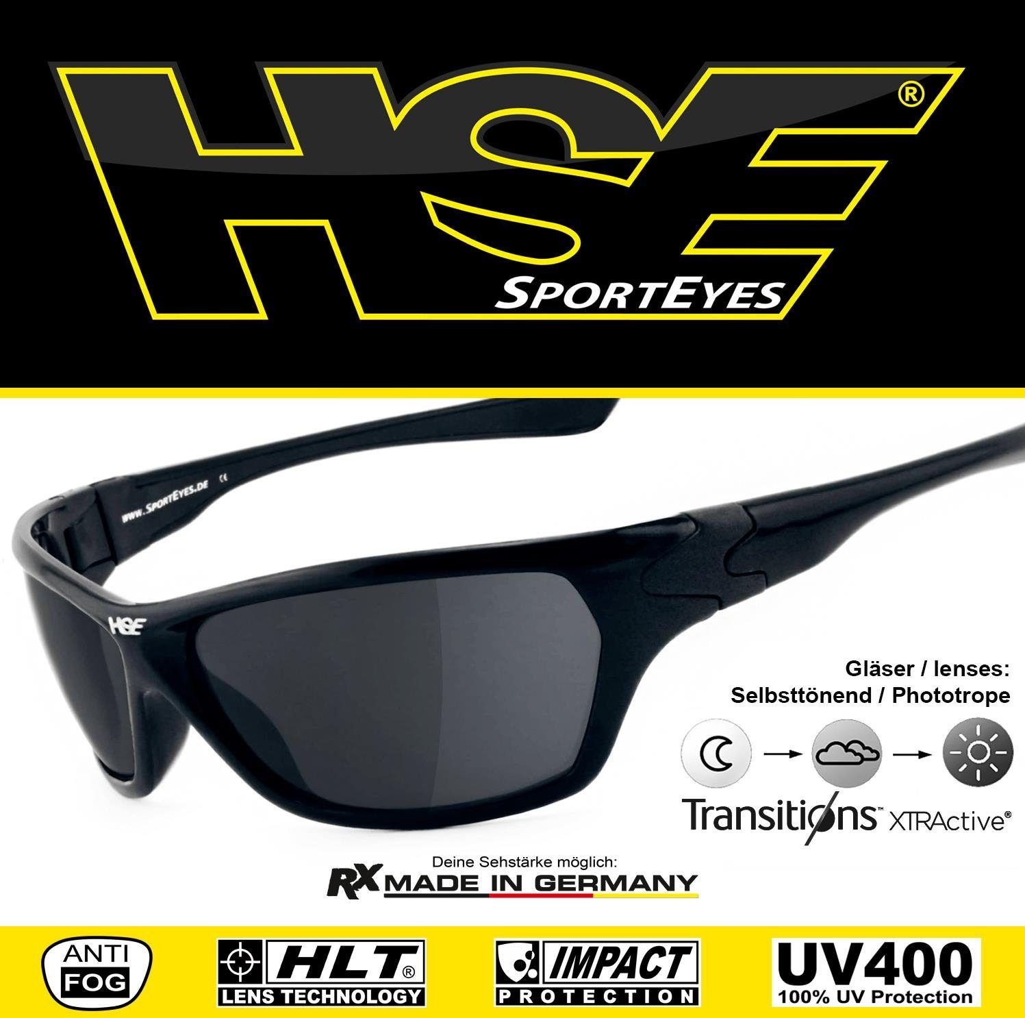 HSE - SportEyes Sportbrille Gläser selbsttönende HIGHSIDER selbsttönend, - schnell