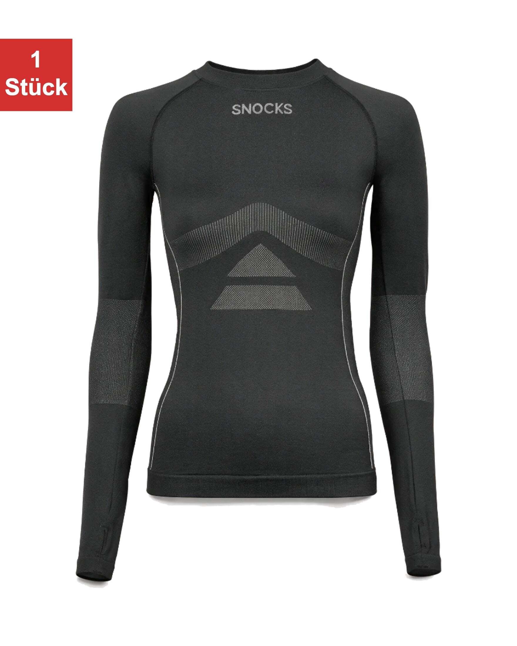SNOCKS Funktionsunterhemd Thermo Langarmshirt für Damen Thermounterwäsche (1 Stück, 1-St) mit integrierten Daumenlöchern und Raglan-Schnitt