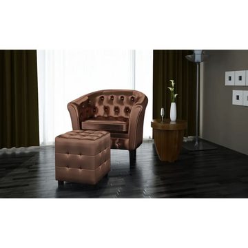 vidaXL Sessel Sessel mit Fußhocker Braun Kunstleder (2-St)