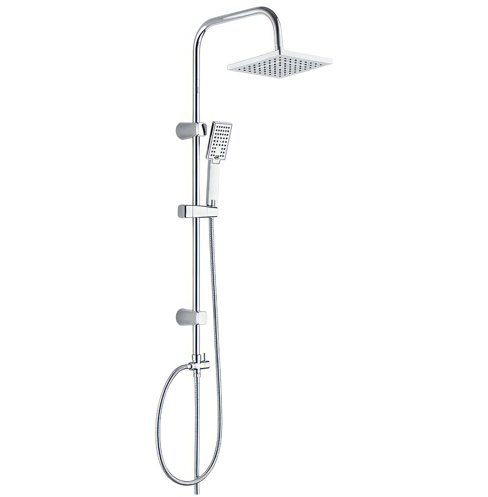 KOLMAN Duschsystem KVADRATO Brausegarnitur Regendusche, Höhe 100 cm, 3 Strahlart(en), in Silber