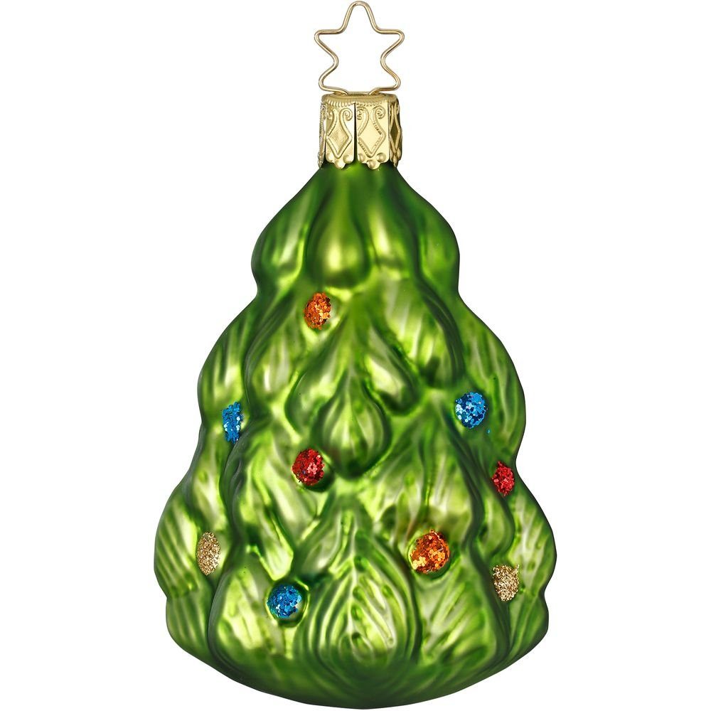 INGE-GLAS® Christbaumschmuck, Christbaumschmuck Glas Tannenbaum 9cm grün 1 Stück
