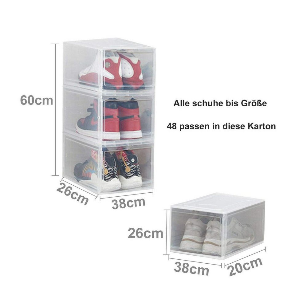 Schuhkarton Kunststoffbox Schuhbox Stapelbarer Schuhorganizer aufbewahrung Boxen