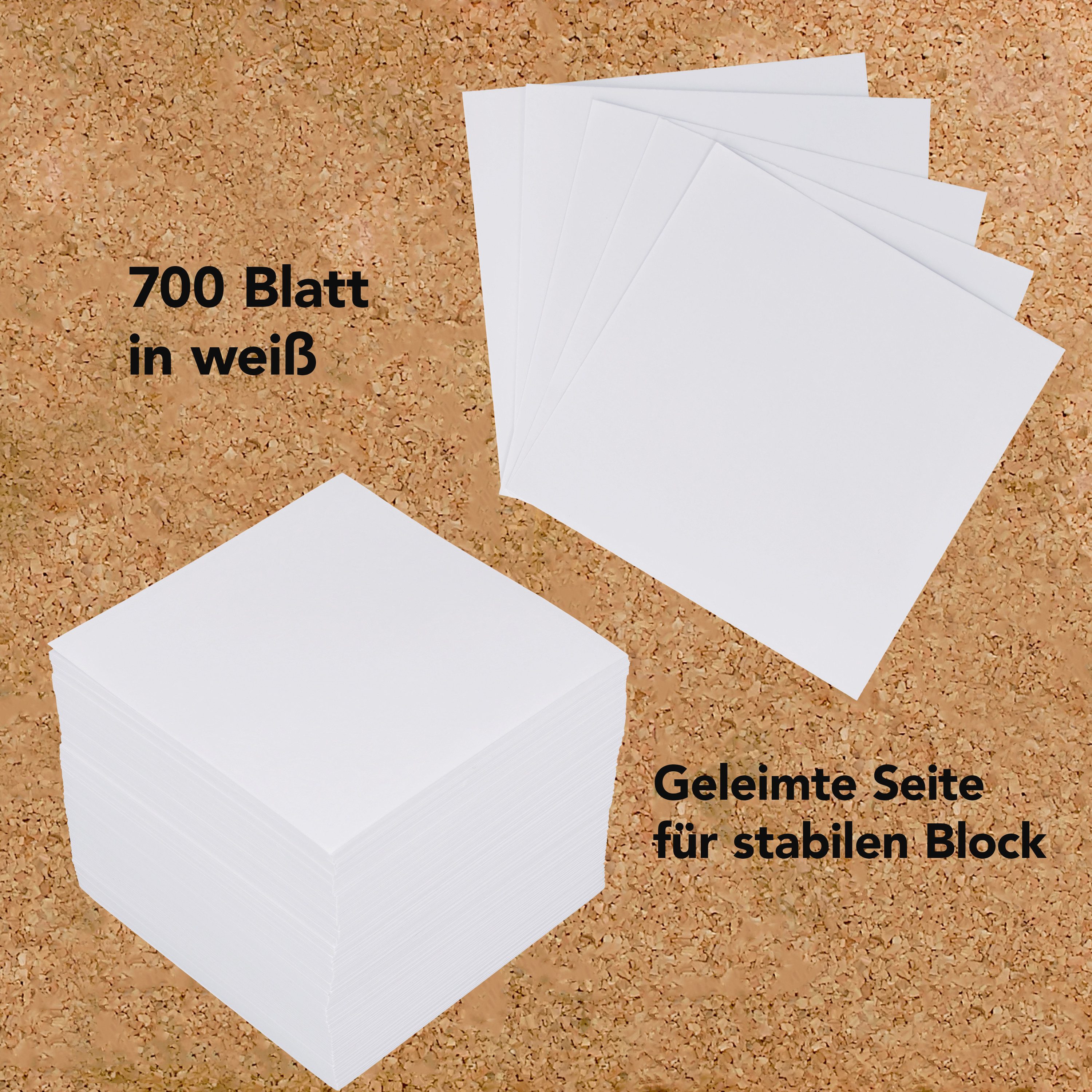 WESTCOTT Notizzettel Notizblock weiß 700 Blatt (2er-Set), Zettelblock geleimt mit 9 x 9 cm, FSC-zertifiziertes Papier 80g/m²