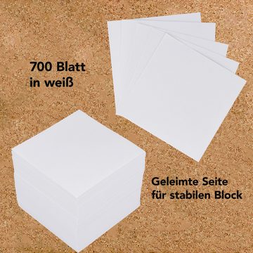 WESTCOTT Notizzettel Notizblock weiß 700 Blatt, Zettelblock geleimt mit 9 x 9 cm Blätter, FSC-zertifiziertes Papier 80g/m²
