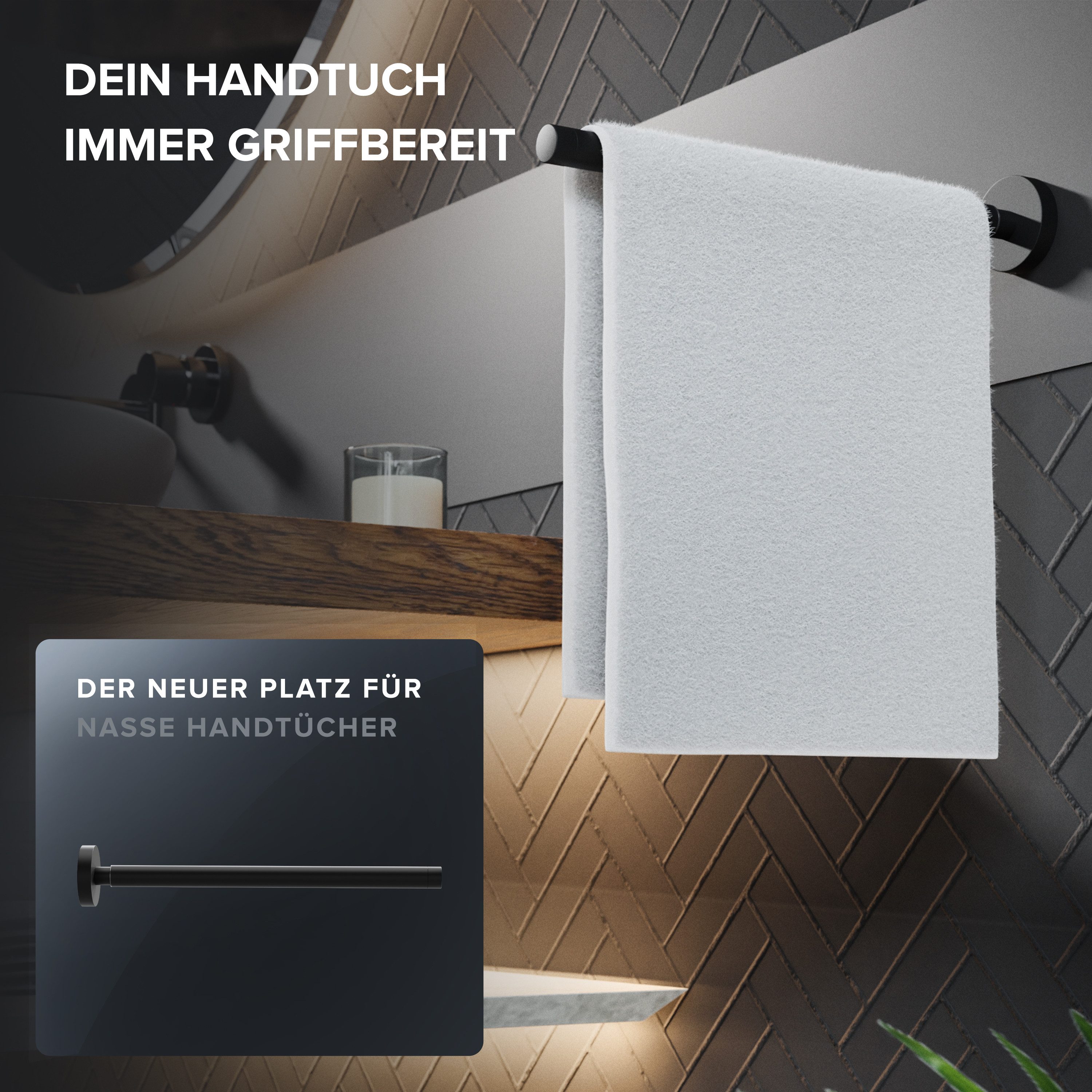 ovimar Teleskop-Handtuchhalter Moffen, aus Edelstahl in Schwarz zur Zum Boh günstig online kaufen