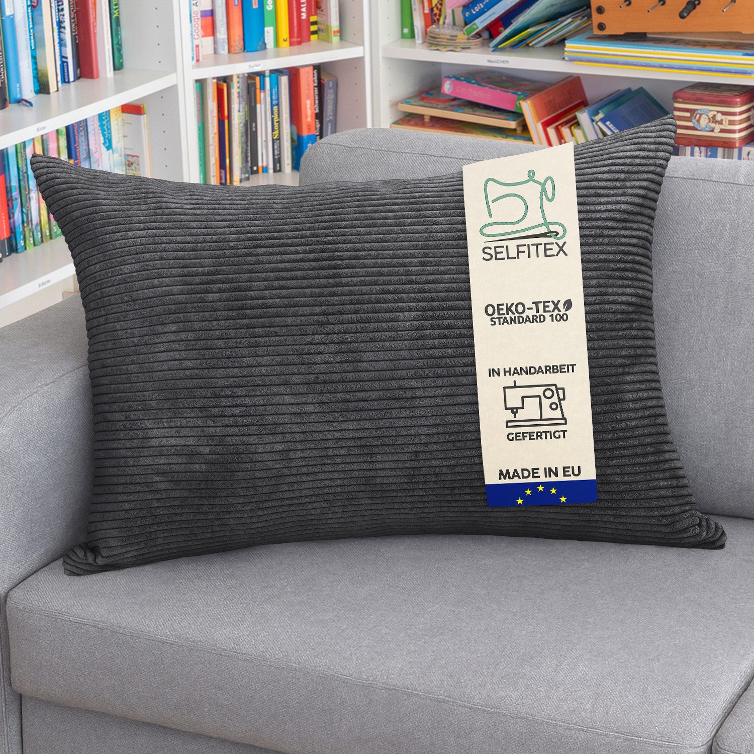 Selfitex Dekokissen Breitcord 60x80 inkl. Füllkissen, weicher Cord Stoff, 1 günstig online kaufen