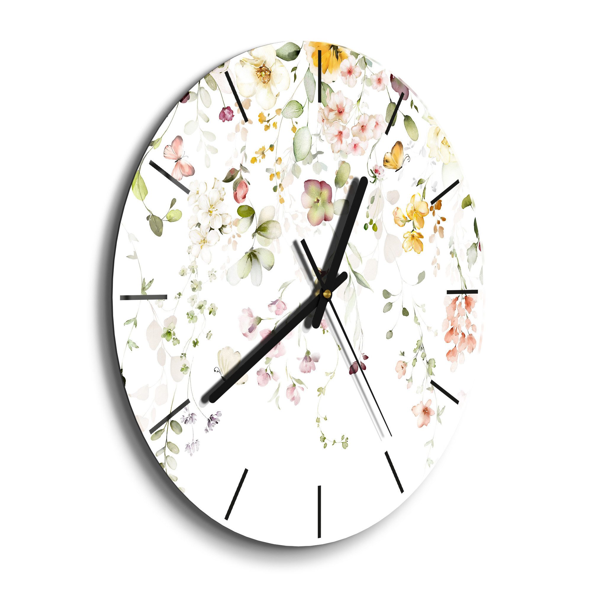 DEQORI Wanduhr 'Zarte Blütenpracht' (Glas Glasuhr günstig online kaufen