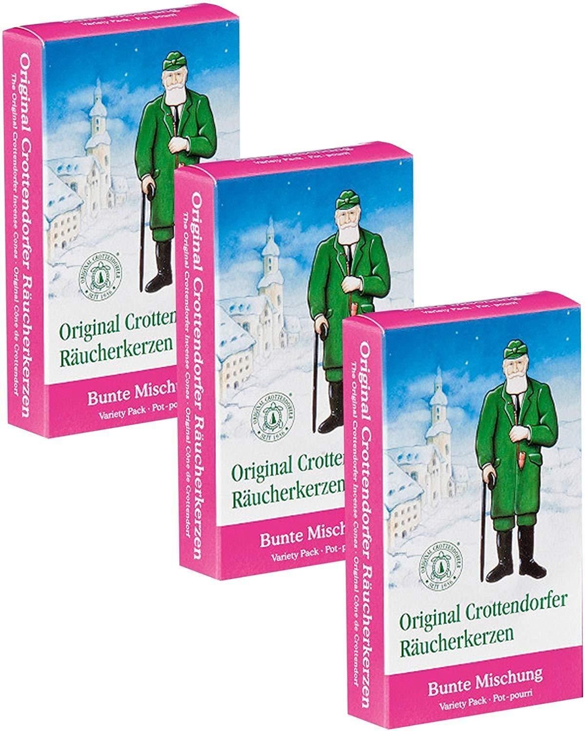 Crottendorfer Duftkerze 3 Päckchen - Bunte Mischung - 24er Packung
