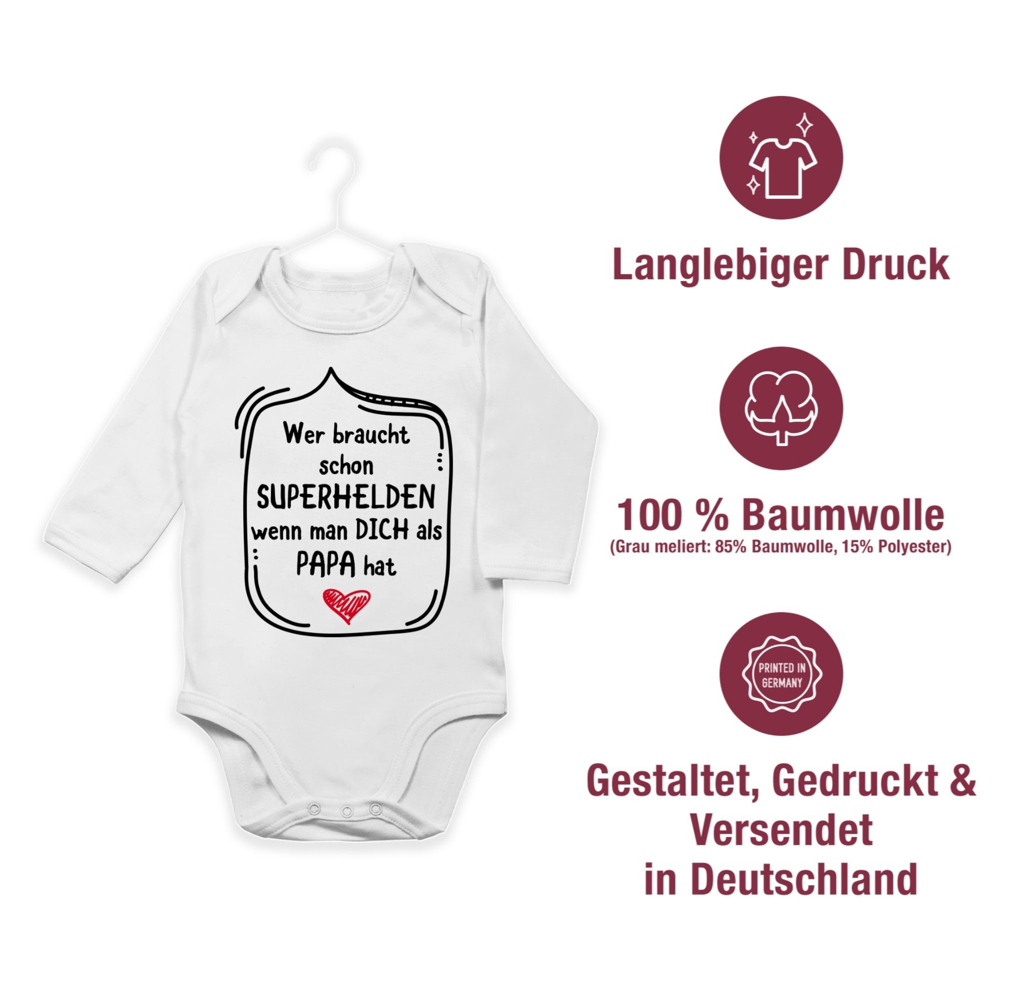 man braucht Weiß schon Superhelden Vatertag Shirtracer Geschenk Wer 1 als Shirtbody wenn dich Baby Papa hat