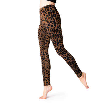 PANASIAM Leggings Unikat Batik Leggings Leopard Muster aus natürlicher Viskose Goa Hose handgefertigte Yogaleggings Sporthose Fitnessleggings lange Leggings