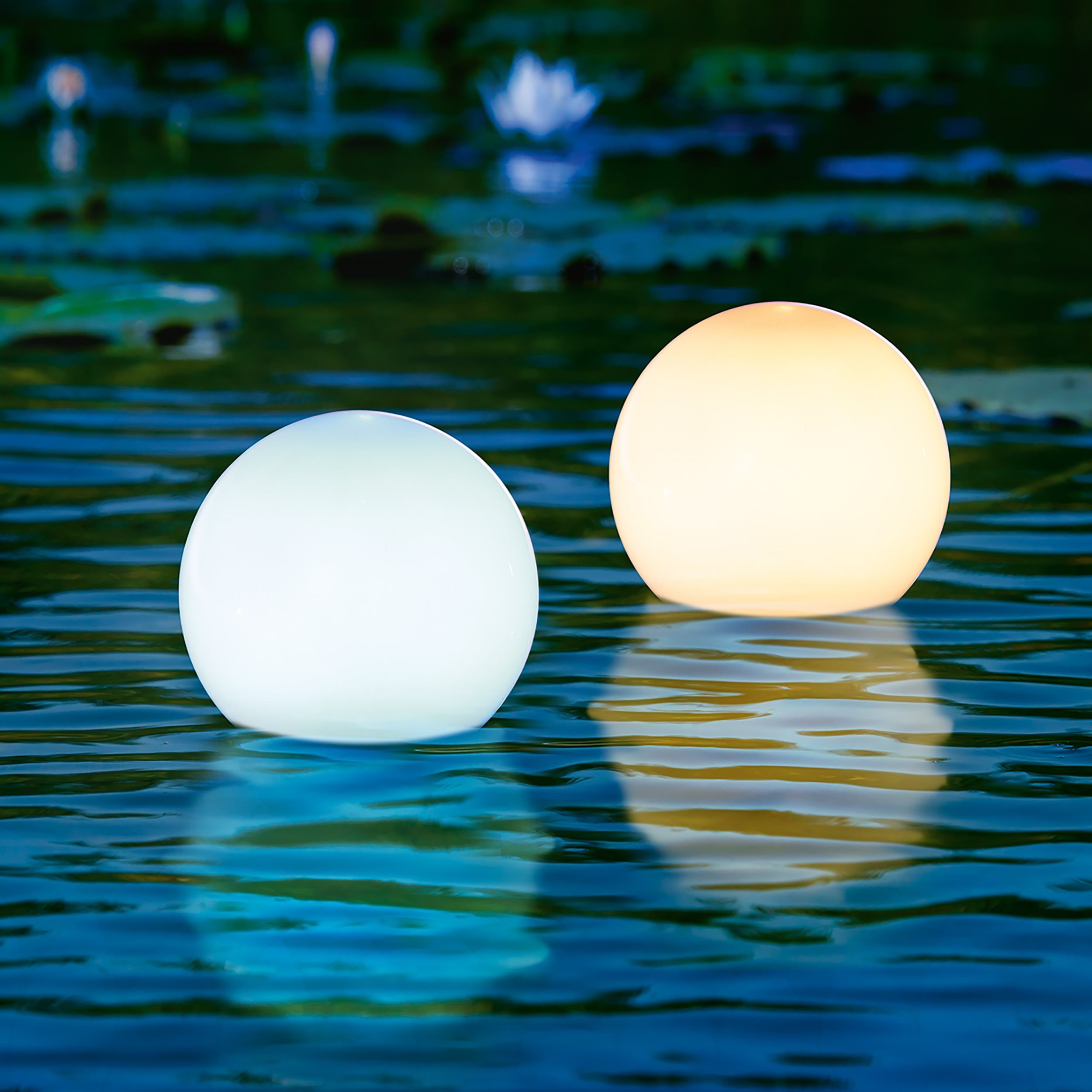 esotec LED Teichleuchte Schwimmfähiges Solar Leuchtkugelset "Float 15" duo color