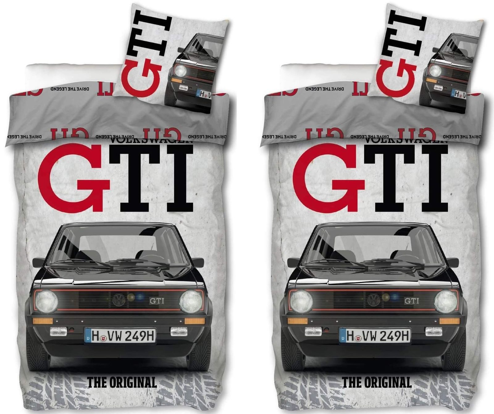 SkyBrands Bettwäsche VW Golf 1 GTI - Partner-Bettwäsche, Doppelbett, 135x200 & 80x80, Baumwolle, 100% Baumwolle