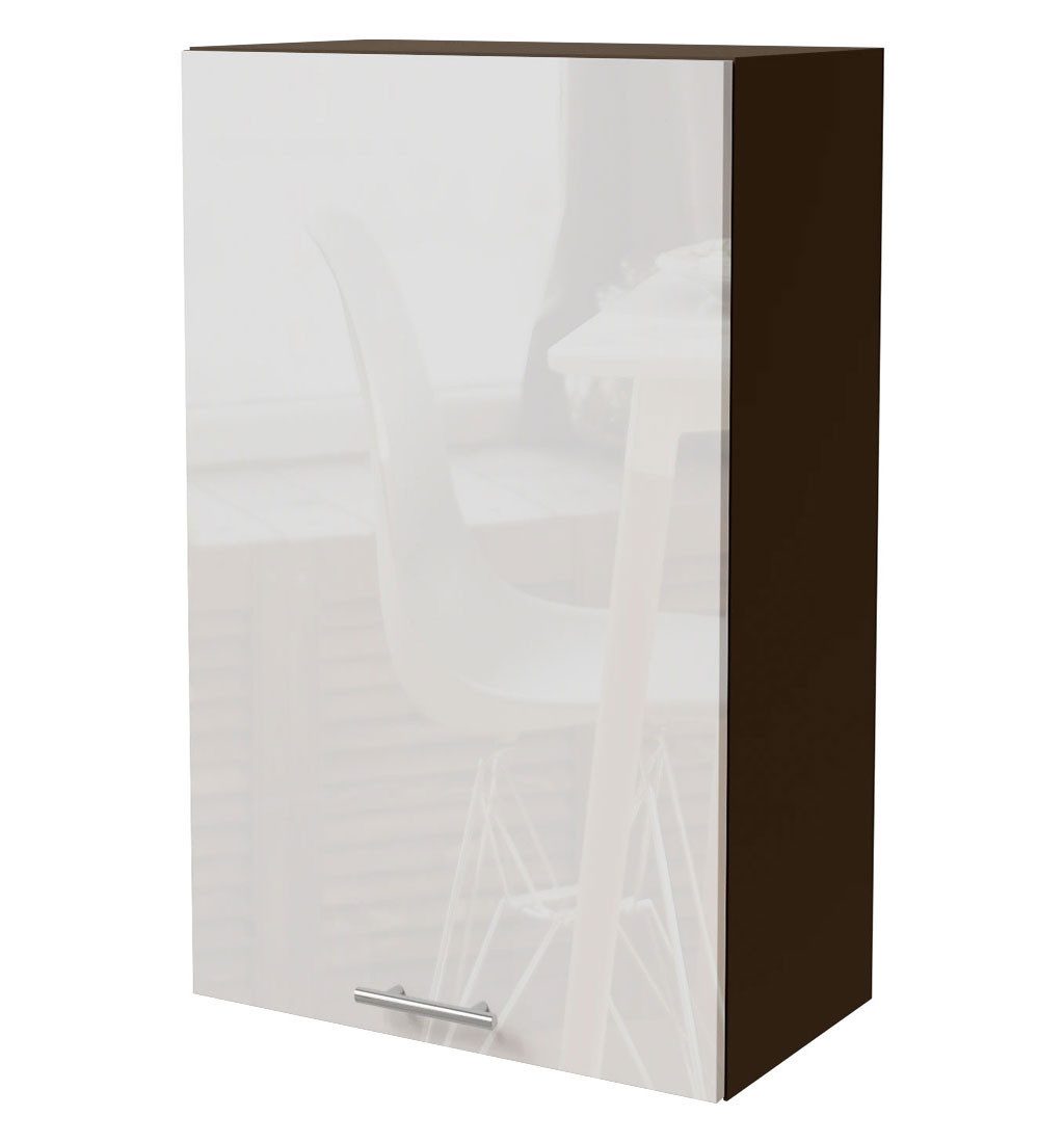 Feldmann-Wohnen Klapphängeschrank Essen (W4/60/1, 1-türig, 3 Einlegeböden, 1-St., moderne Optik, lackierte Fronten) lava / weiß Hochglanz