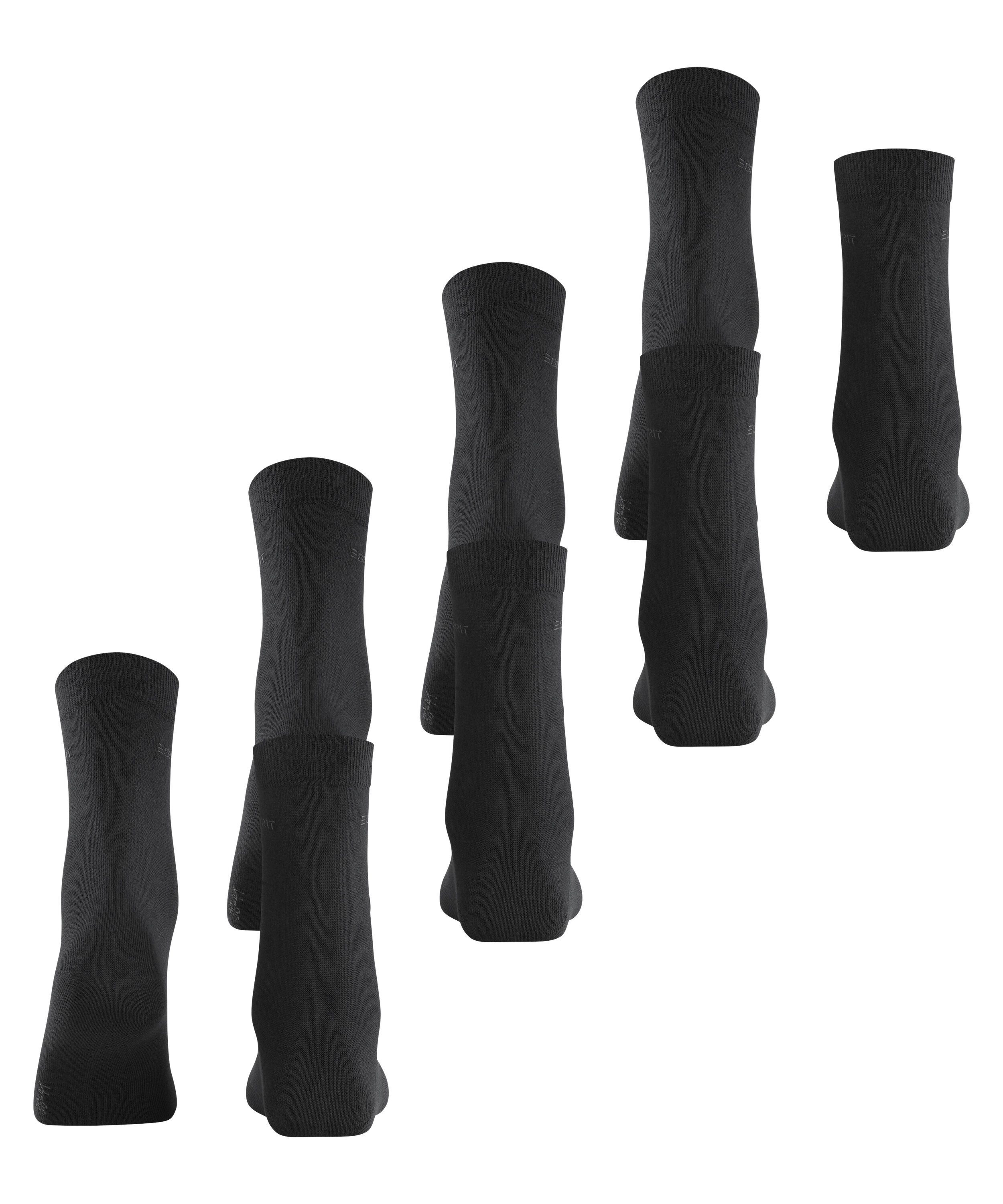 Esprit Socken Solid (4 Paar) Einheitsgröße 36-41, geripptes Bündchen, unifarben, Basic Vorteilspack