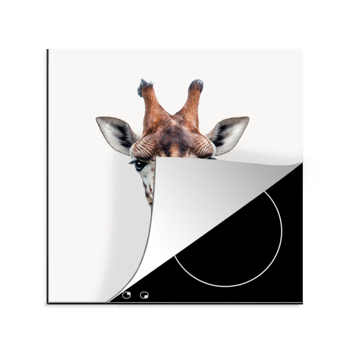 MuchoWow Herdblende-/Abdeckplatte Tiere - Porträt - Giraffe, Vinyl, (1 tlg), 78x78 cm, Ceranfeldabdeckung, Arbeitsplatte für küche