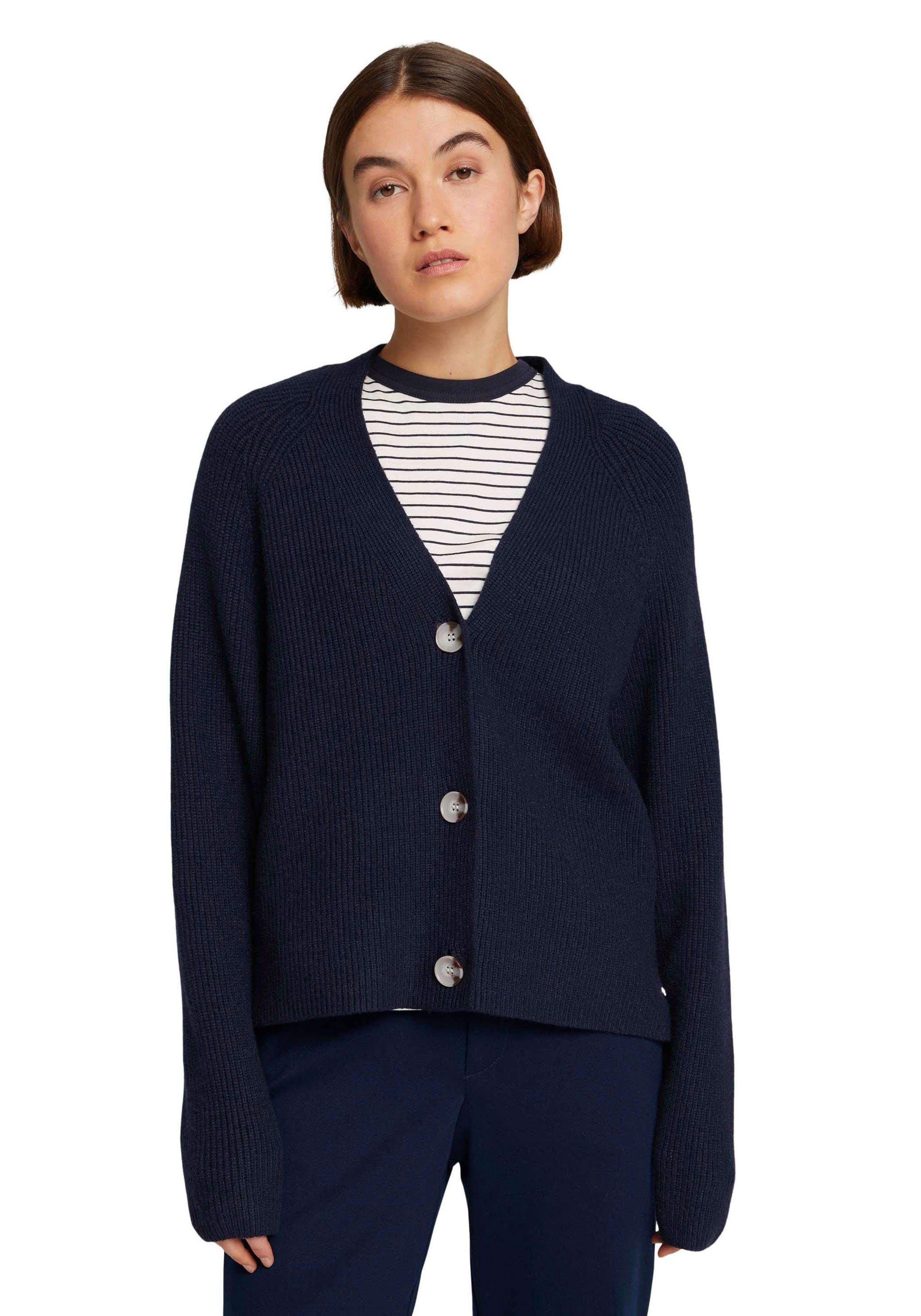 TOM TAILOR Denim Cardigan mit Grobstrick-Struktur Sky Captain Blue