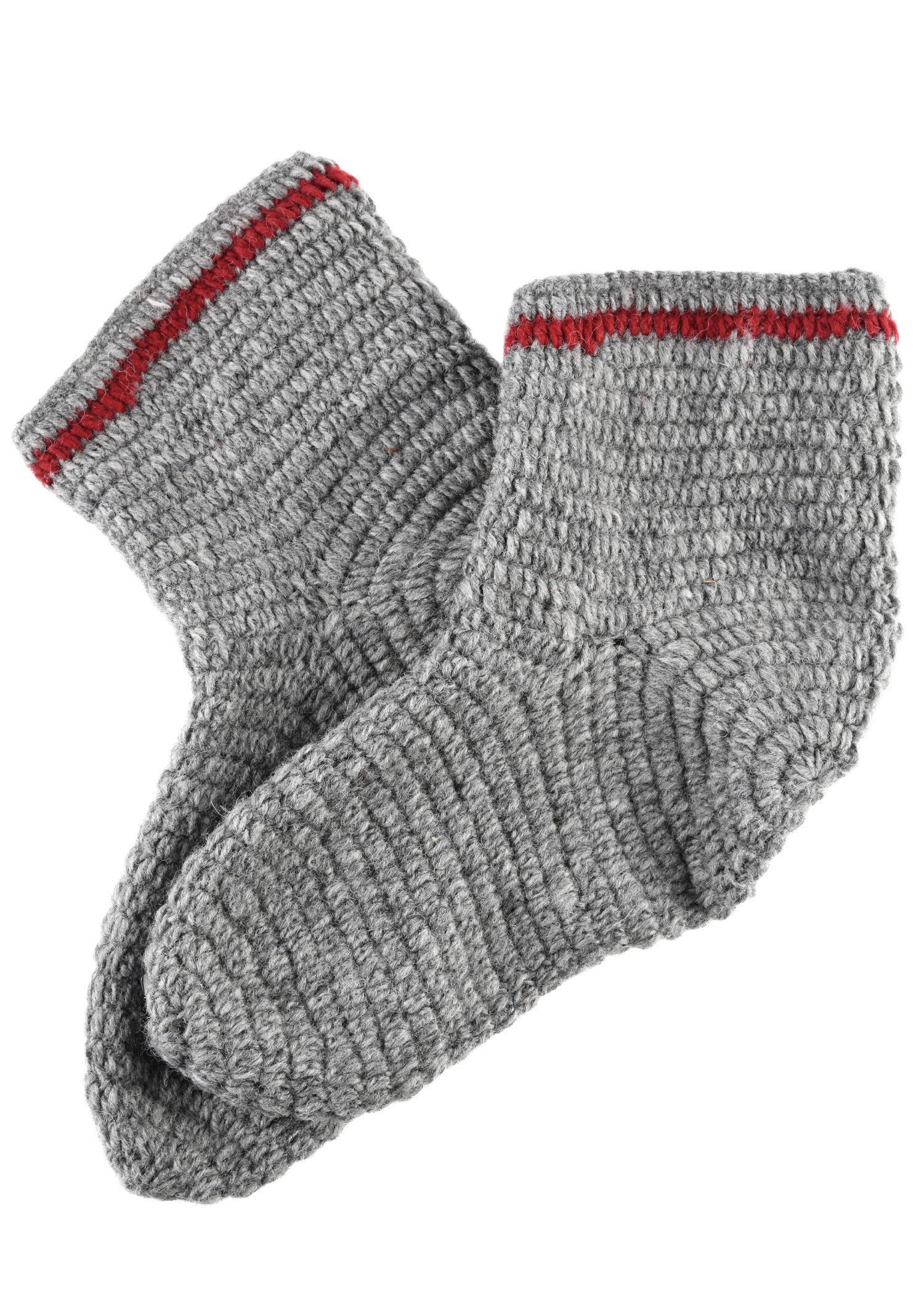 Battle Merchant Ritter-Kostüm Wollsocken, gehäkelt, grau-weinrot