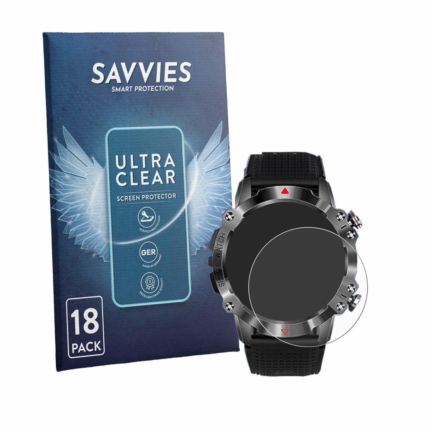 Savvies Displayschutzfolie Schutzfolie für Rmana KR10 1.39", 18 Stück, Displayschutz Schutz Folie Klar Transparent