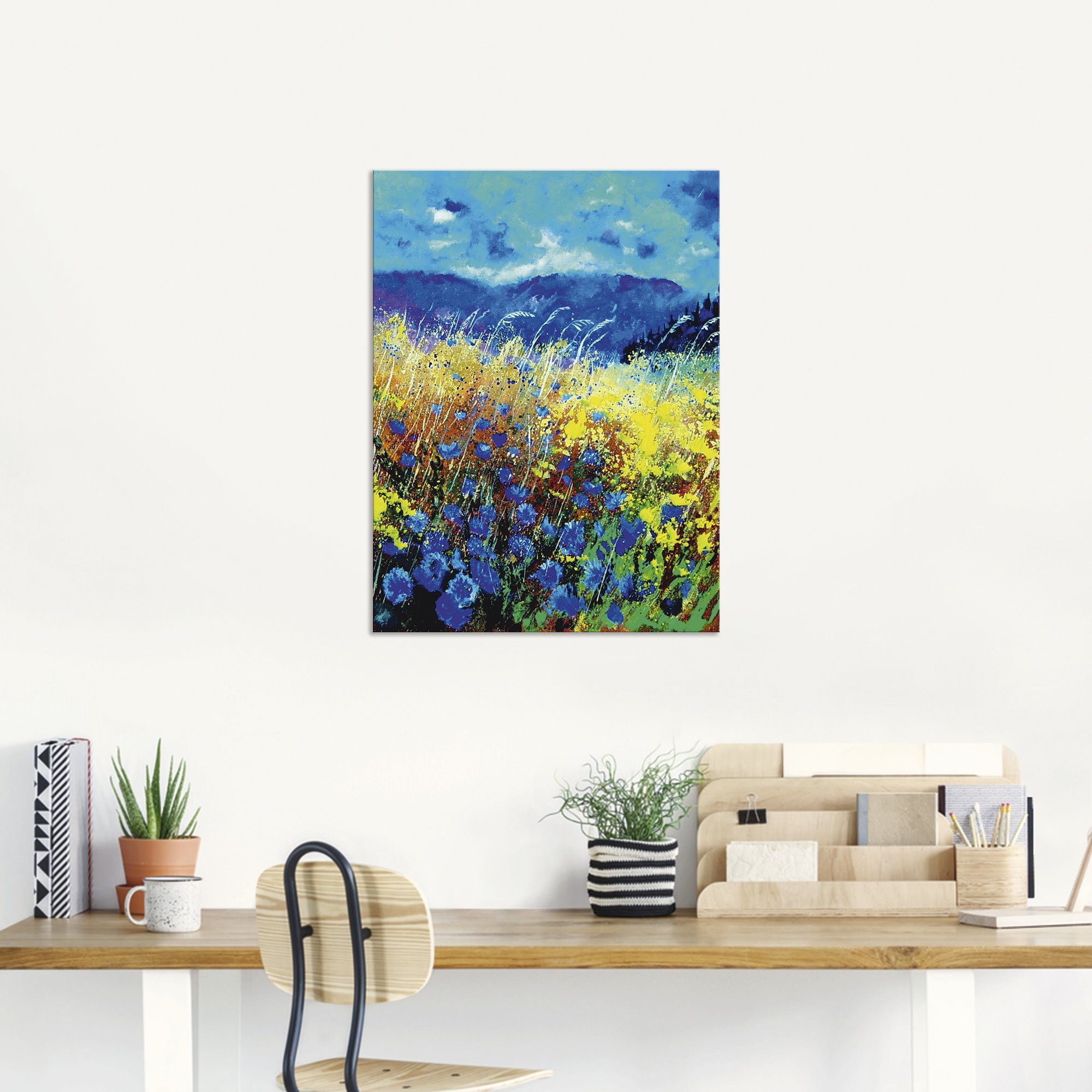 Alubild, Blaue Größen St), Wandbild Blumenwiese Artland als Blumen, in Wandaufkleber wilde Leinwandbild, (1 oder Poster versch.