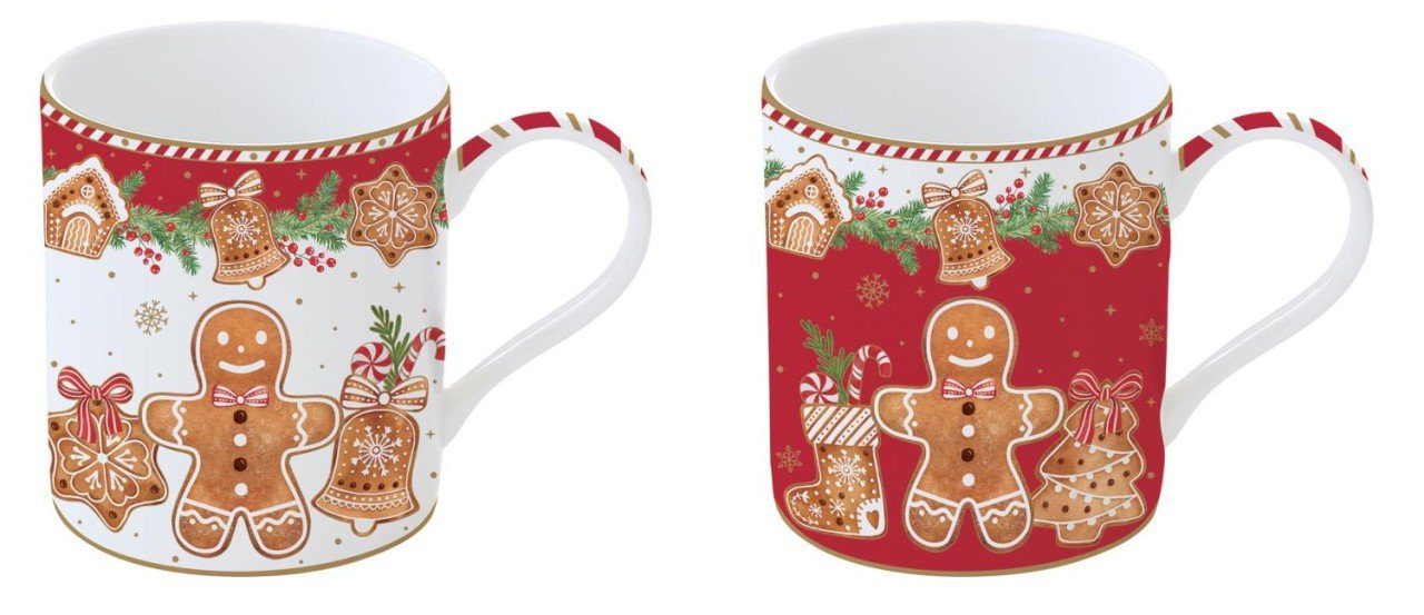 easylife Becher Fancy Gingerbread, Porzellan, Mehrfarbig L:13cm H:9.5cm D:8.5cm Porzellan | Becher