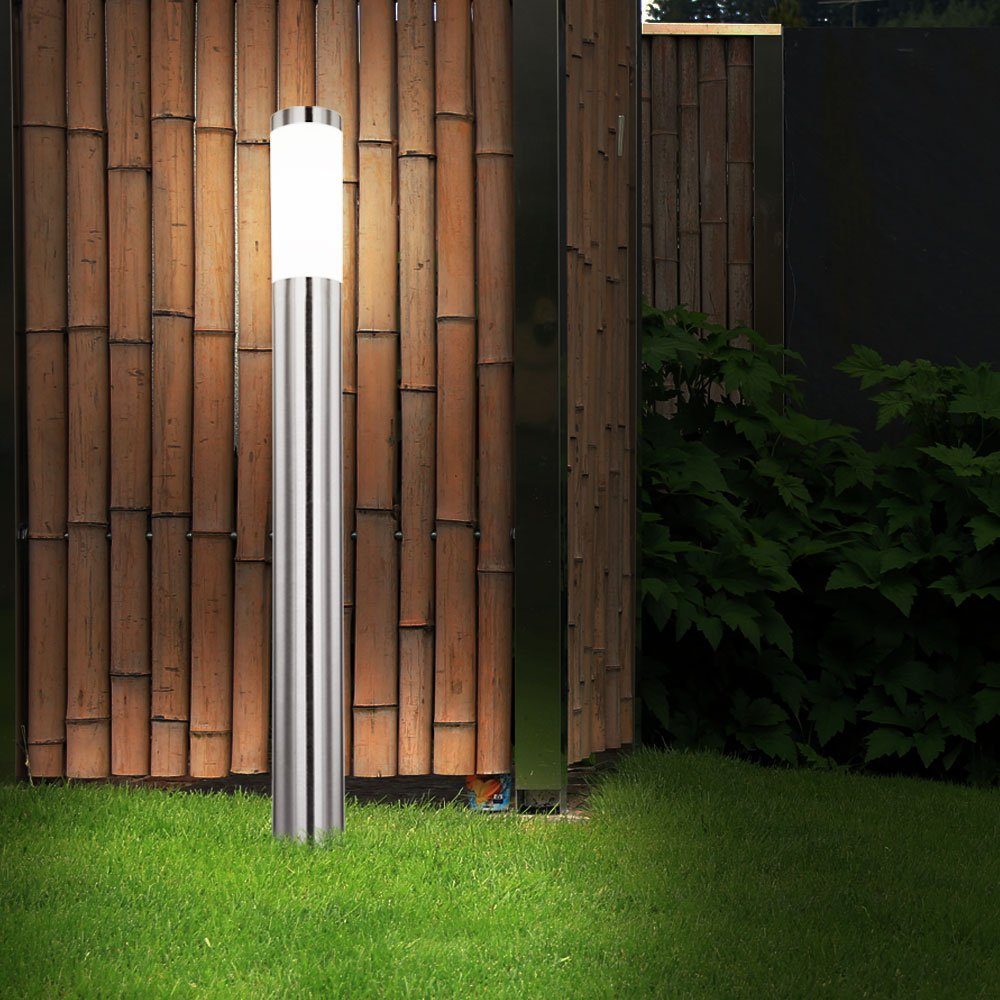 Leuchtmittel Park Edelstahl Außen-Stehlampe, inklusive, etc-shop 1-flg Steh Leuchte Warmweiß, im Strahler Außen Set LED Garten