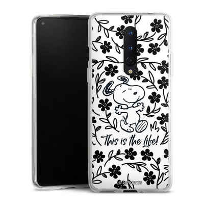 DeinDesign Handyhülle Peanuts Blumen Snoopy Snoopy Black and White This Is The Life, OnePlus 8 Silikon Hülle Bumper Case Handy Schutzhülle Smartphone Cover