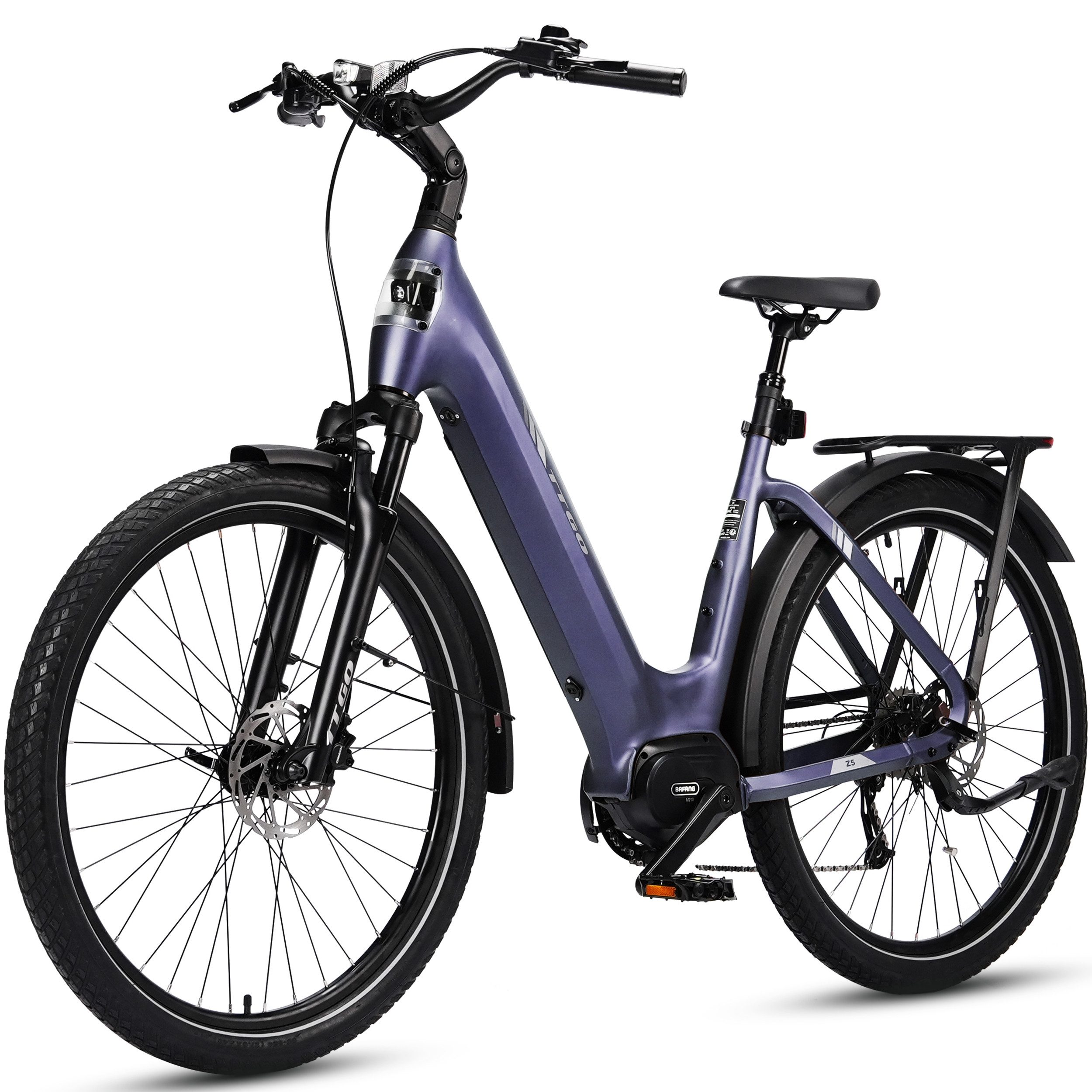 TTGO E-Bike Cityrad 28 Zoll, SUV, Mittelmotor, max. 130km, Z5, Federsattelstütze, 9 Gang, Kettenschaltung, Mittelmotor, 648 Wh, 5 Stufen, Drehmomentsensor, Elektrofahrrad für Damen und Herren