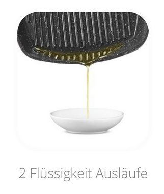 KESSMANN Grillpfanne Induktion Grillpfanne Ø 28cm mit Glasdeckel alle Herdarten Pfanne, Aluminiumguss (Set, 4-tlg., Inkl. 1 Pfannenwender + 1 Untersetzer eckige Fischpfanne Schmortopf), Bratpfanne Induktionsgeeignet Pfannenset Schmor Steakpfanne