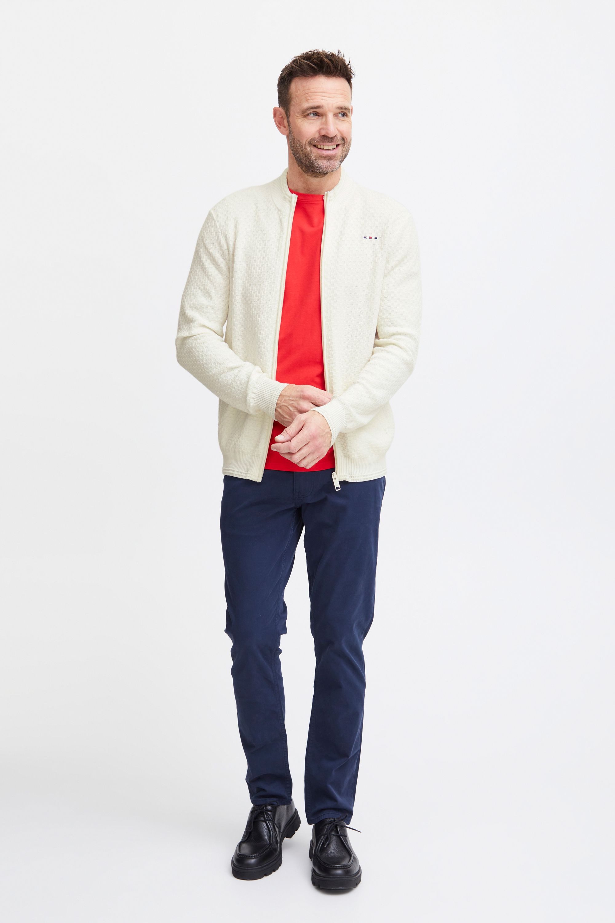 FQ1924 Sweatjacke FQKyle Basic Cardigan aus Jacquard-Strick