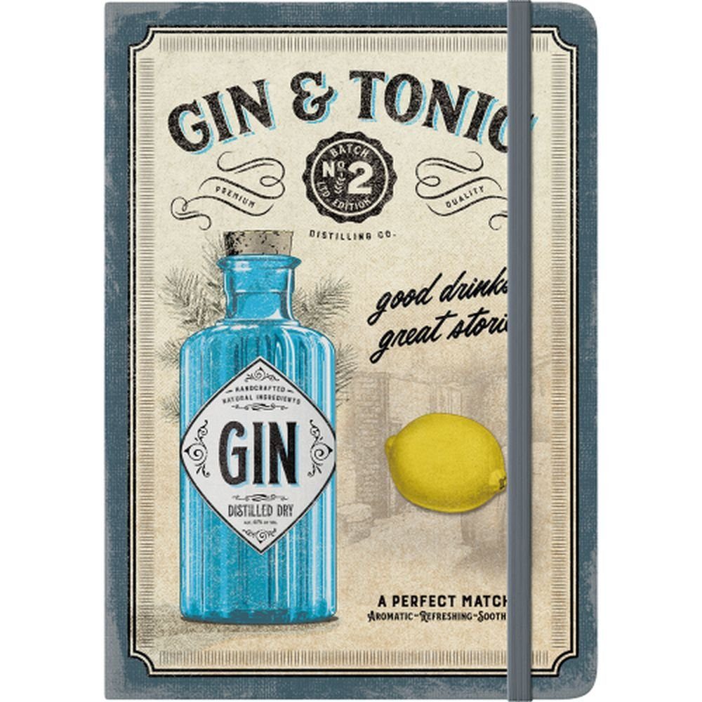 & Bar & Notizbuch Drinks - Tonic A5 Gin DIN Open - Notizbuch Nostalgic-Art Stories