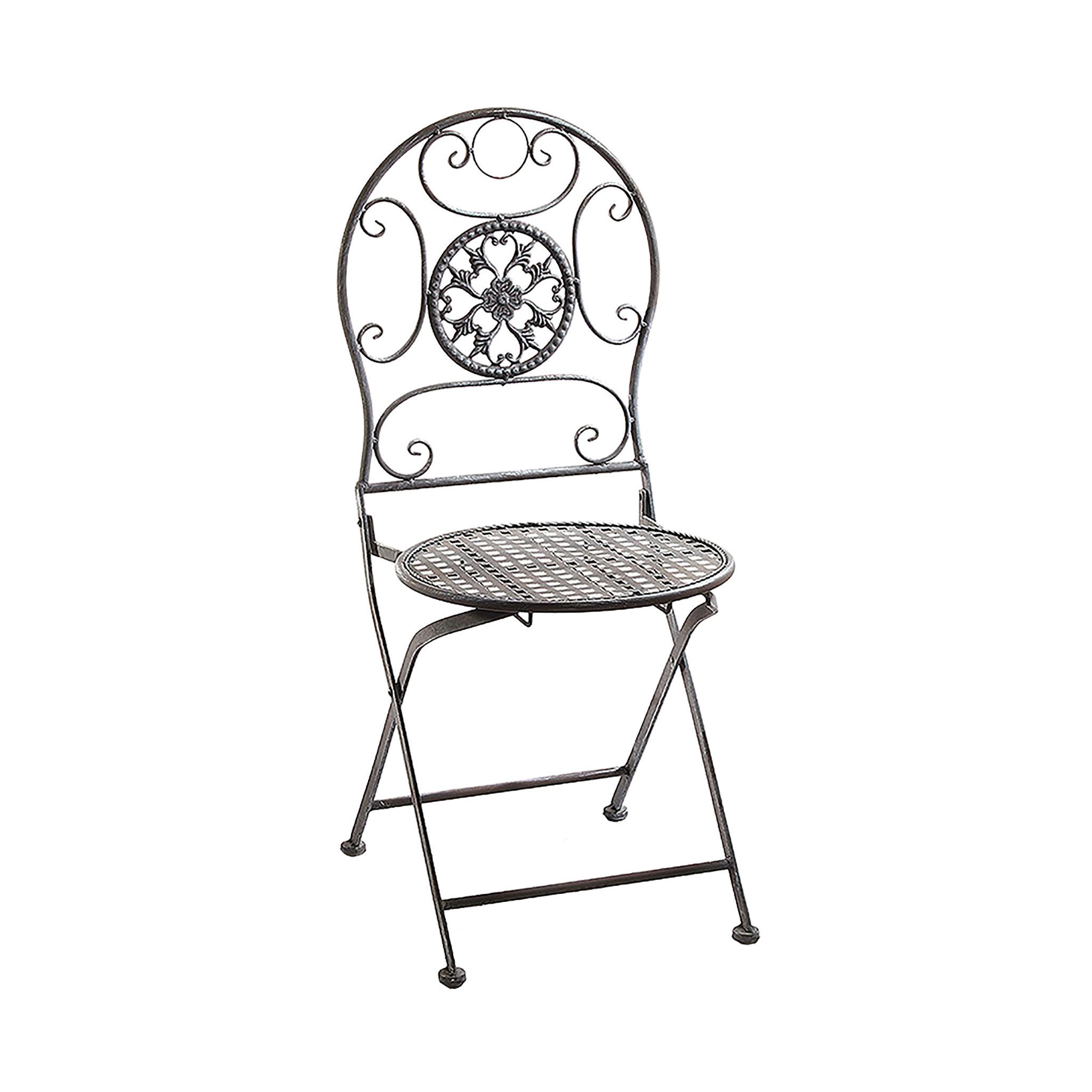 Kobolo 4-Fußstuhl Gartenstuhl Metallstuhl Stuhl aus Metall grau 91cm (zusammenklappbar, 1 St)
